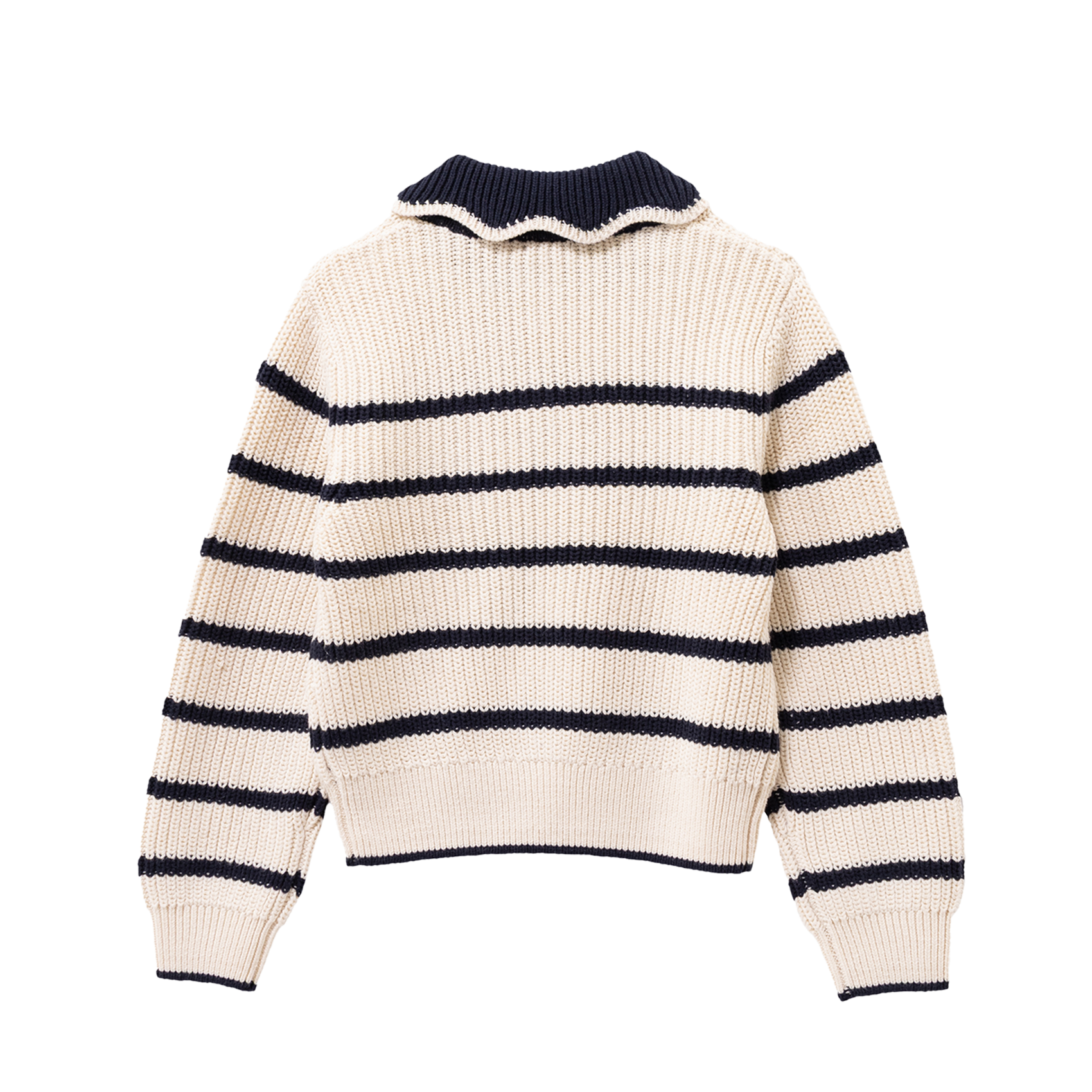 Striped cotton shirt collar sweater IKKS JUNIOR White