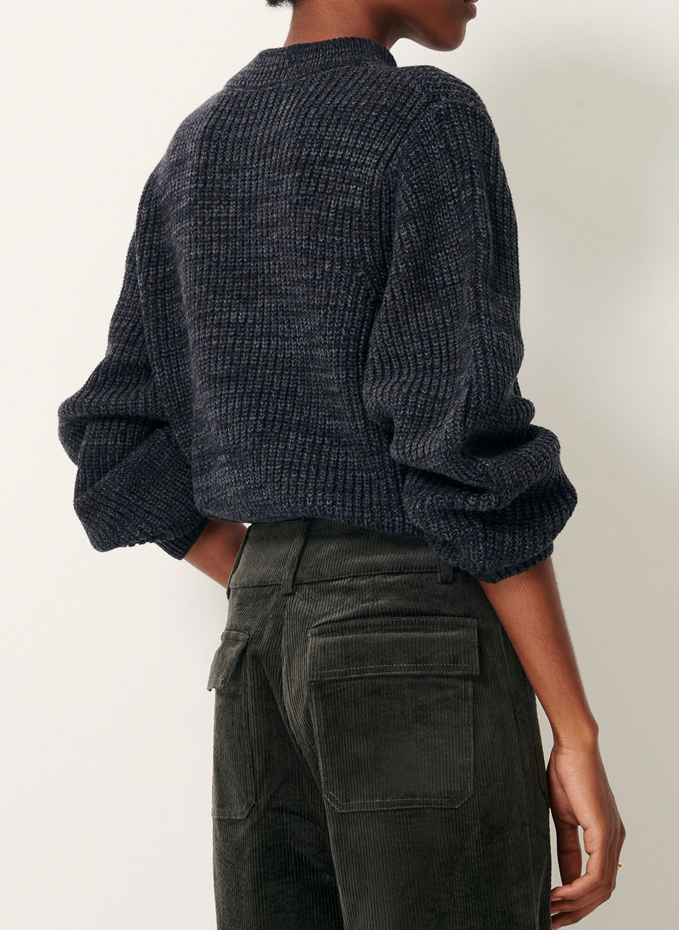 Pull ajusté col rond en maille mélangée SESSUN Vert