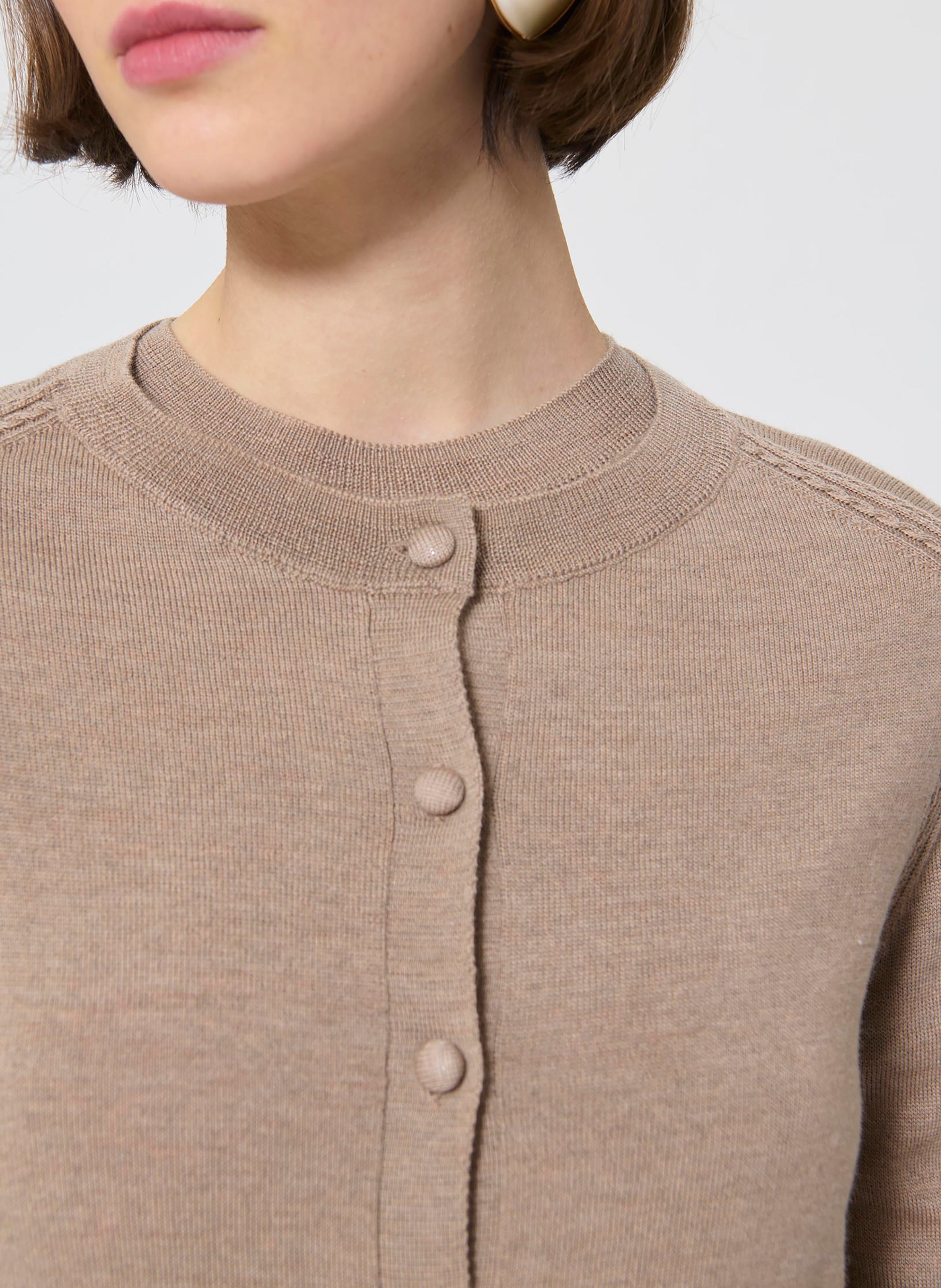 Gilet col rond en laine TARA JARMON Marron