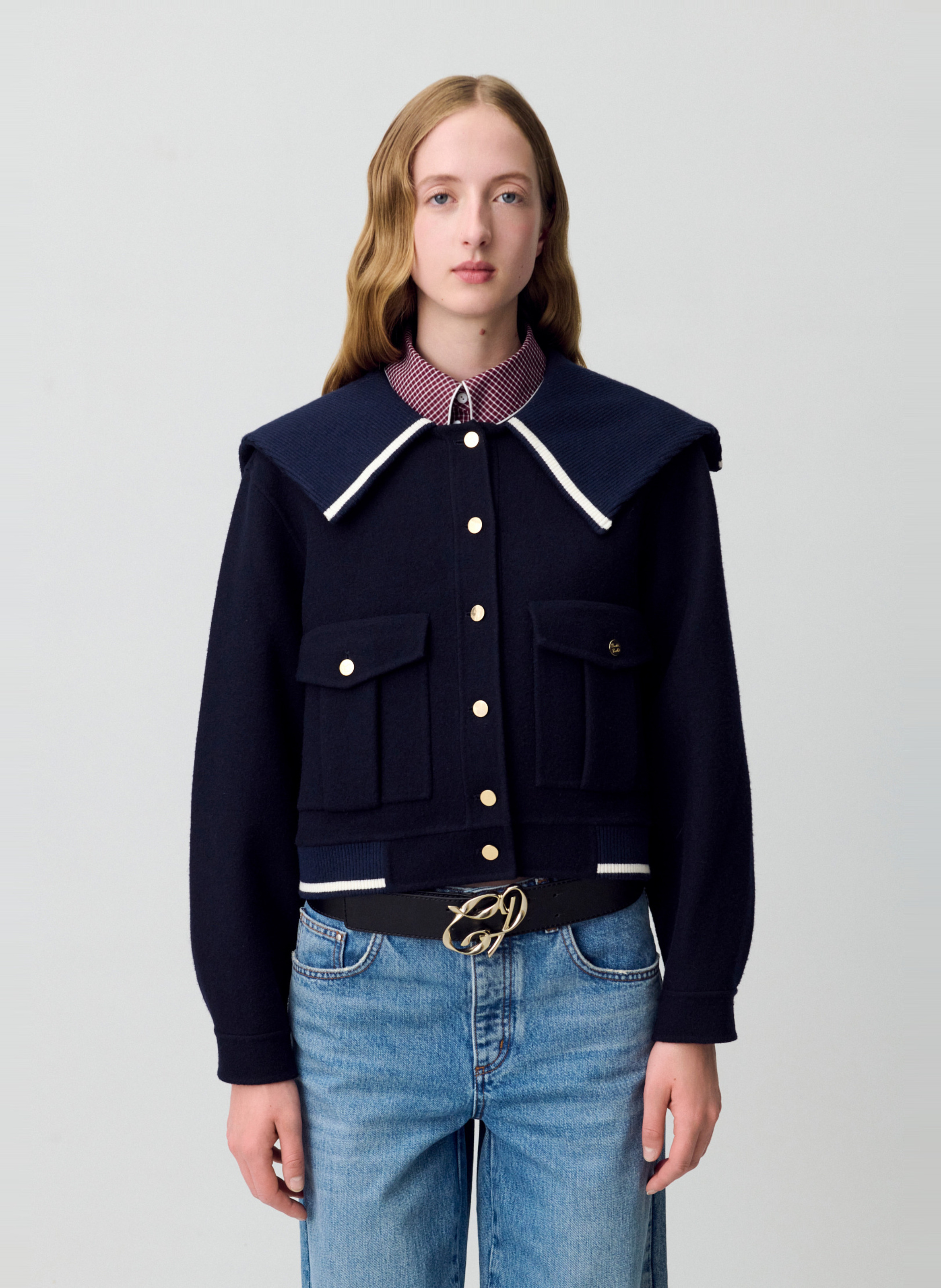 Veste en laine mélangée CLAUDIE PIERLOT Bleu
