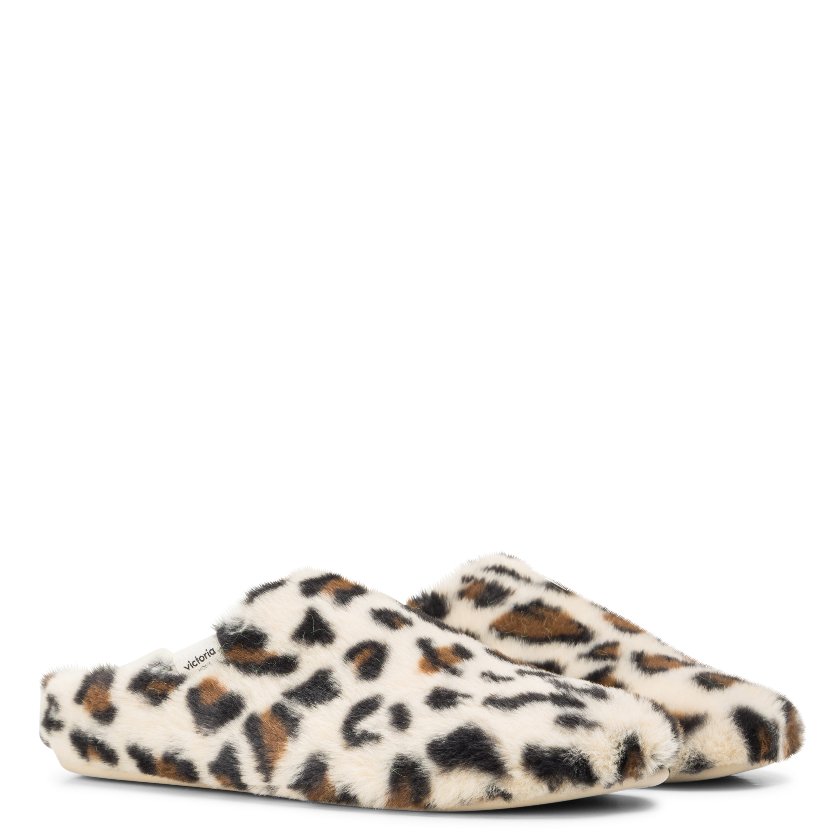 Chaussons en fausse fourrure léopard VICTORIA Beige