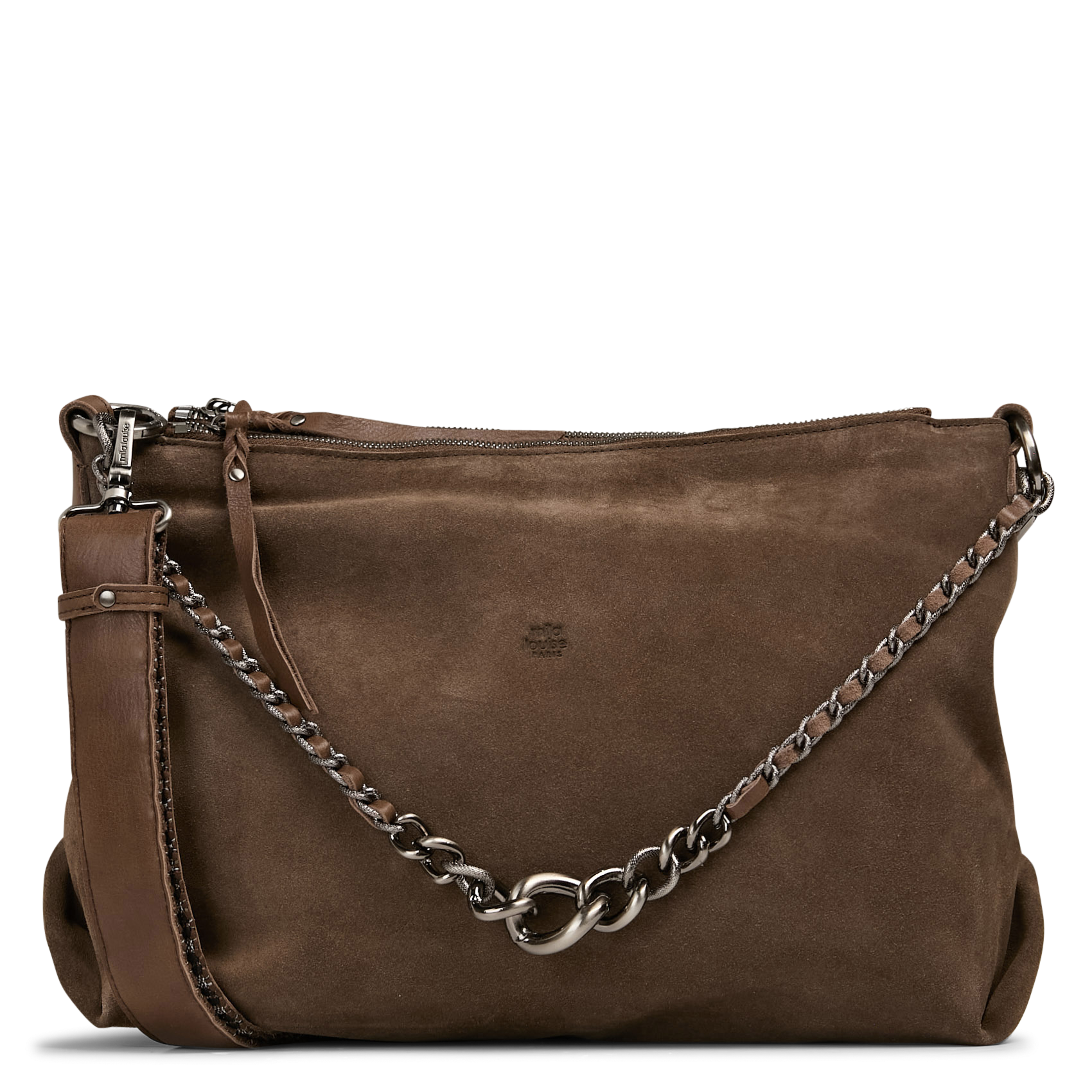 Leren clutch MILA LOUISE Kaki
