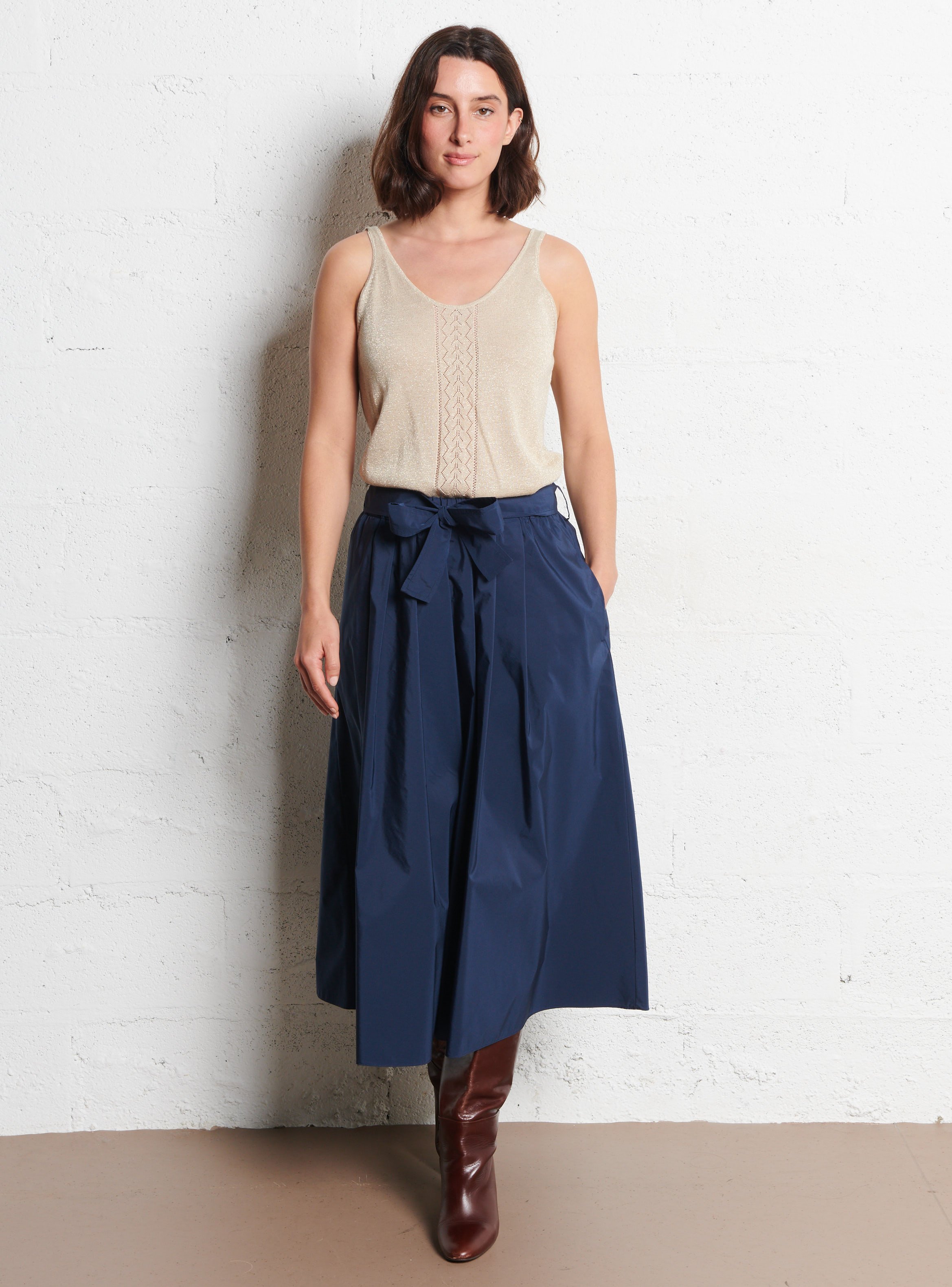 Fluid plain sequined tank top SUD EXPRESS Golden