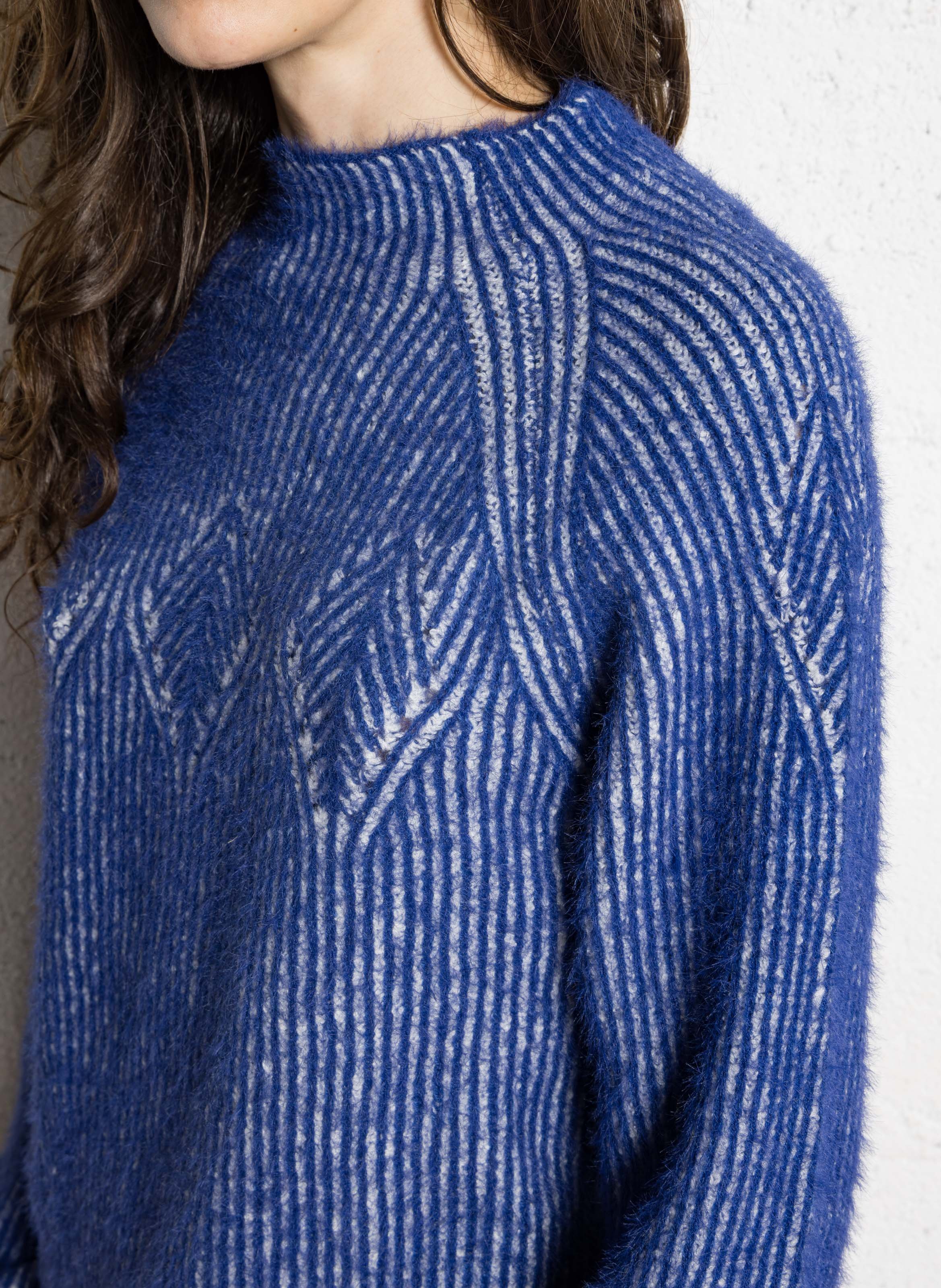 Jacquard-Pullover mit Stehkragen THE KORNER Blau