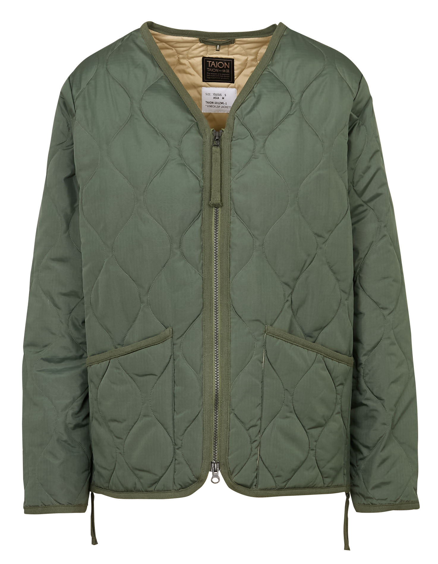 Quilted long-sleeve V-neck jacket TAION Green