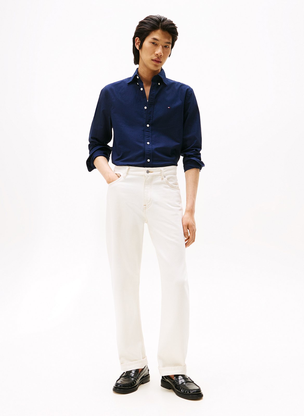 Hemd mit Button-down-Kragen aus Bio-Baumwoll-Mix TOMMY HILFIGER Blau