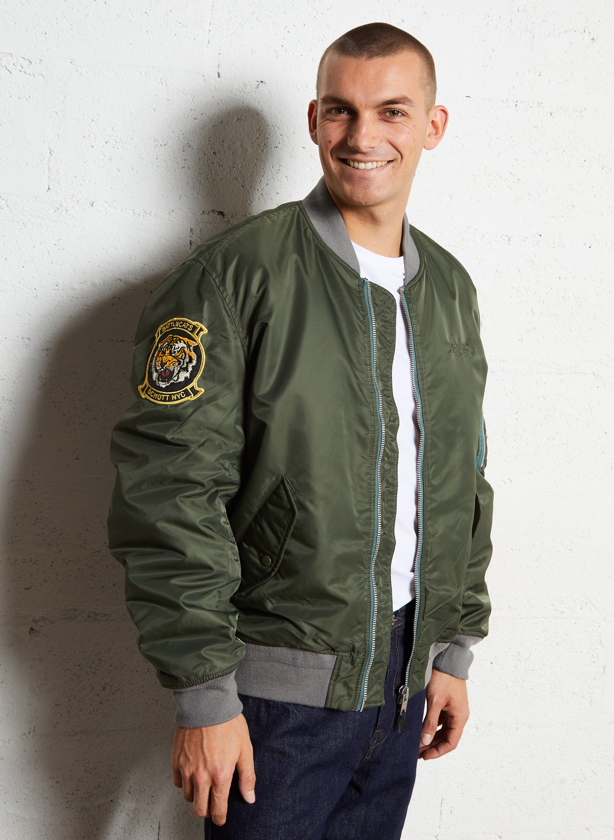 Blouson oversize col teddy SCHOTT Vert