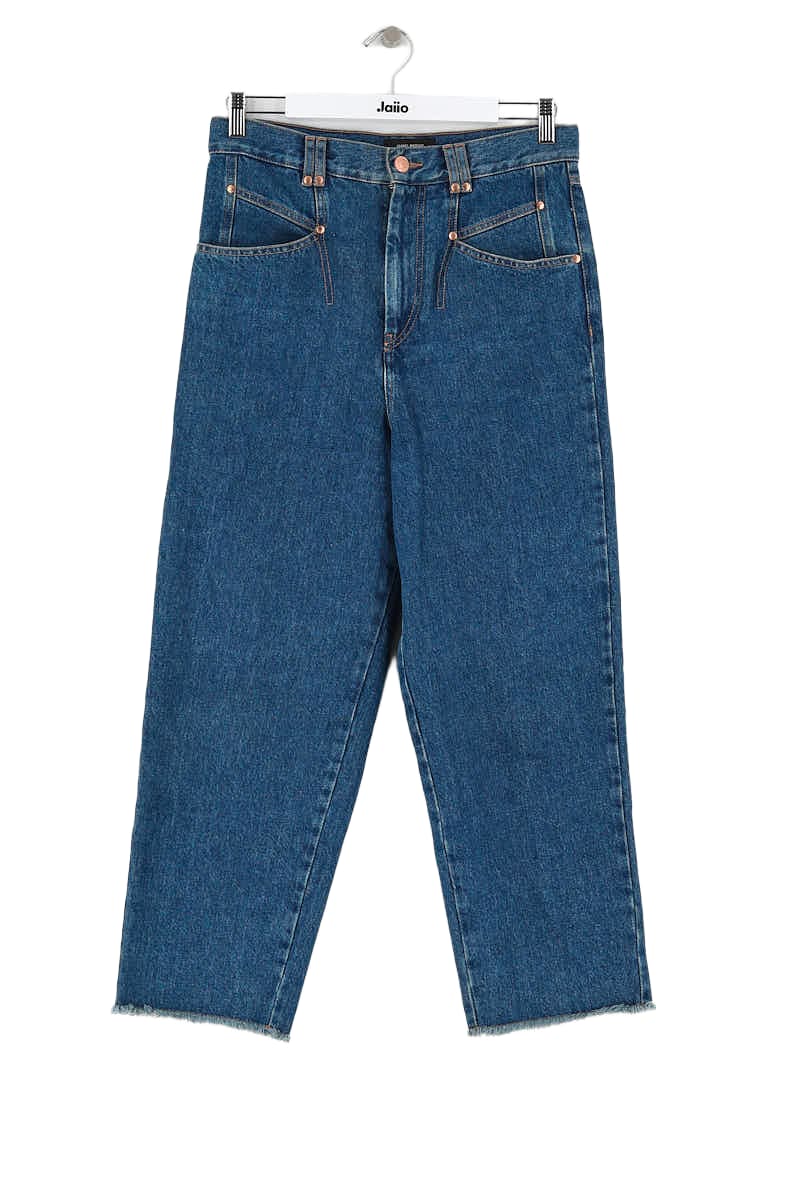 Straight cotton-blend pants ISABEL MARANT - Seconde Main Blue