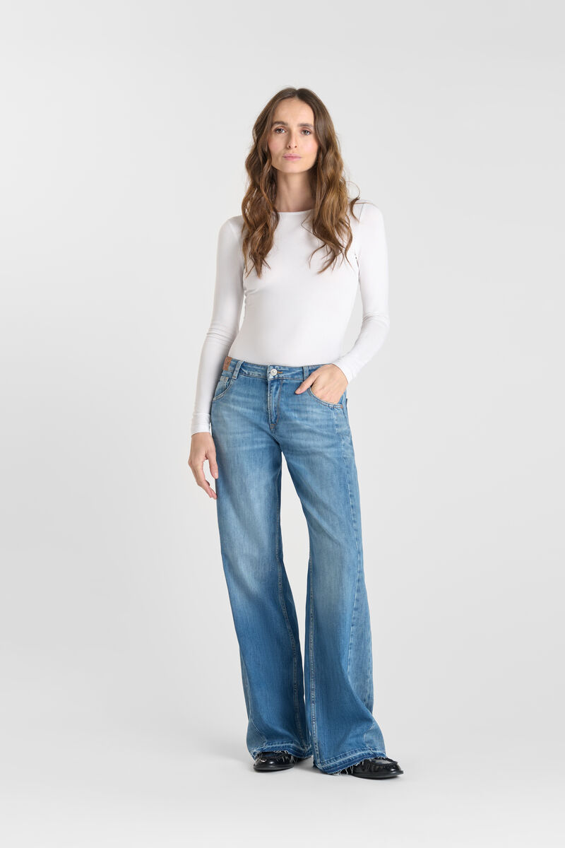 Flare wide leg jeans, length 34 LE TEMPS DES CERISES Blue