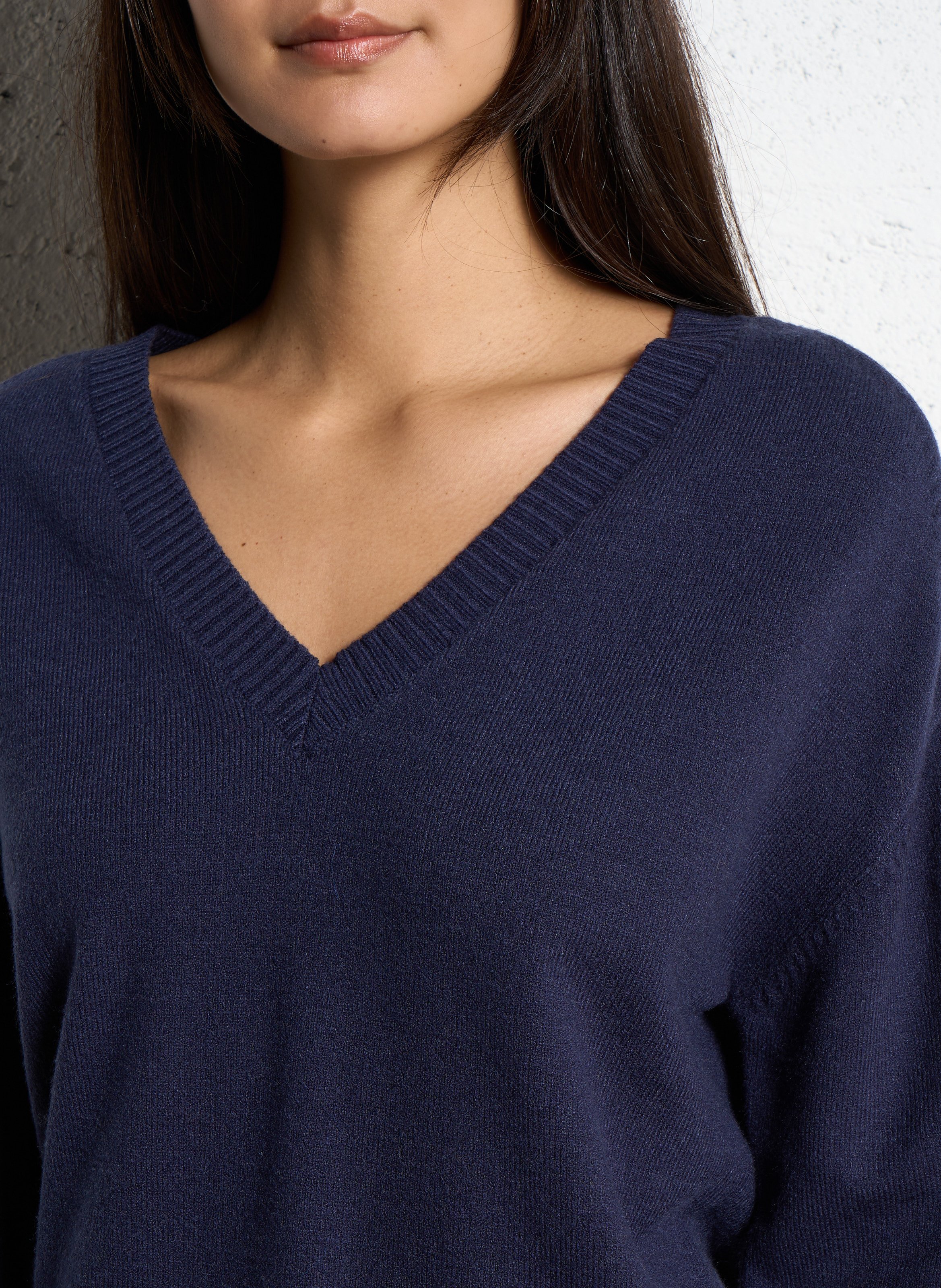 Pull oversize col V en maille SUD EXPRESS Bleu