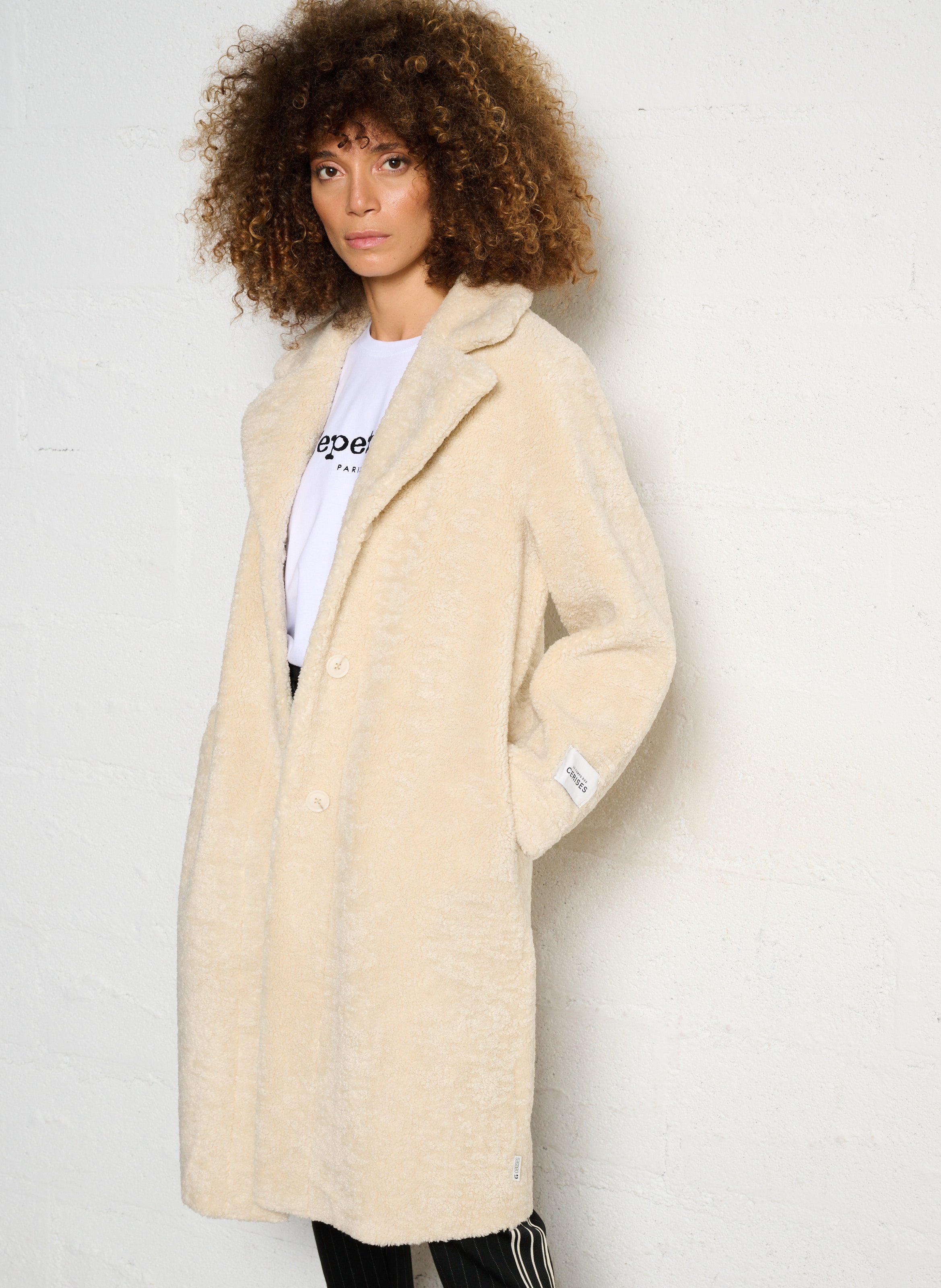 Manteau droit col tailleur LE TEMPS DES CERISES Blanc