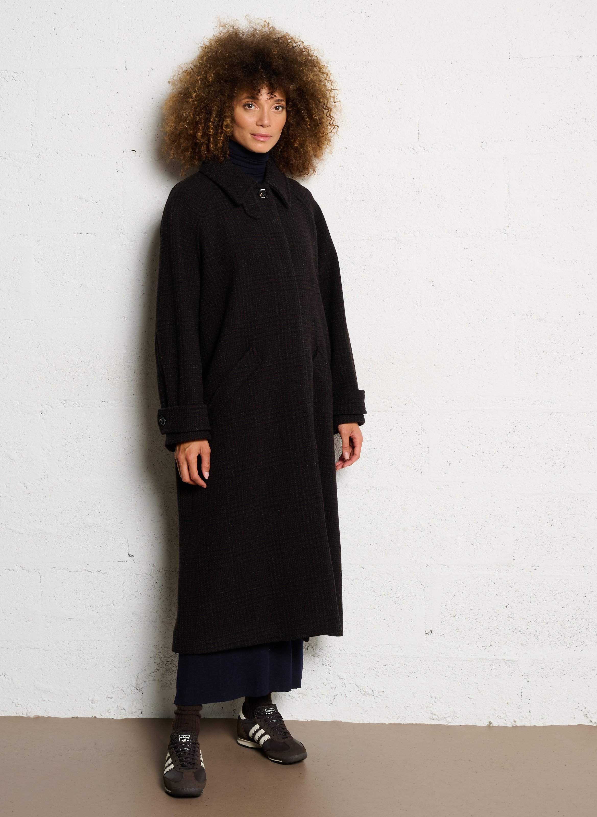 Manteau oversize en laine imprimé SOEUR Marron