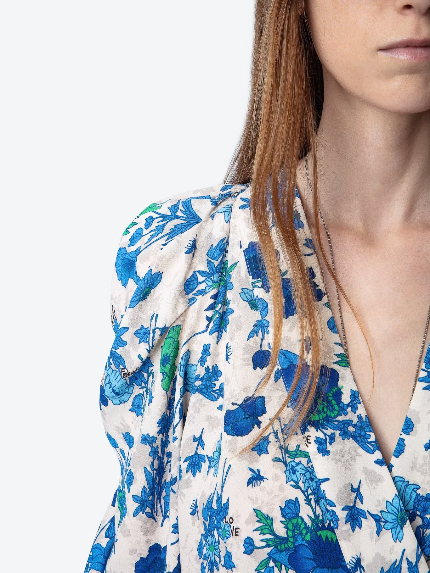 Robe courte droite encolure V imprimée ZADIG&VOLTAIRE Blanc