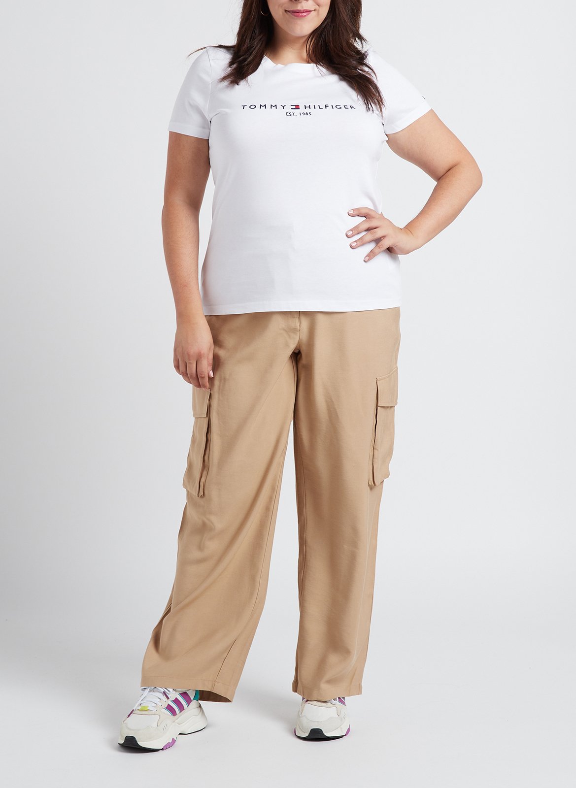 Tee-shirt col rond brodé en coton bio TOMMY HILFIGER Blanc