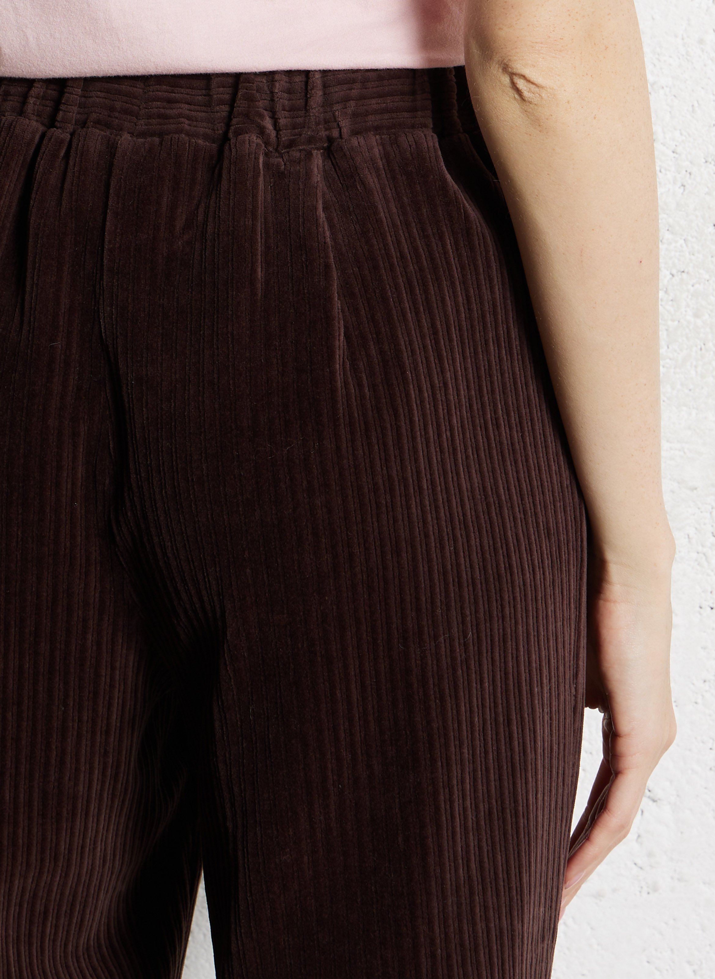 Pantalon large en velours côtelé NICE THINGS Marron