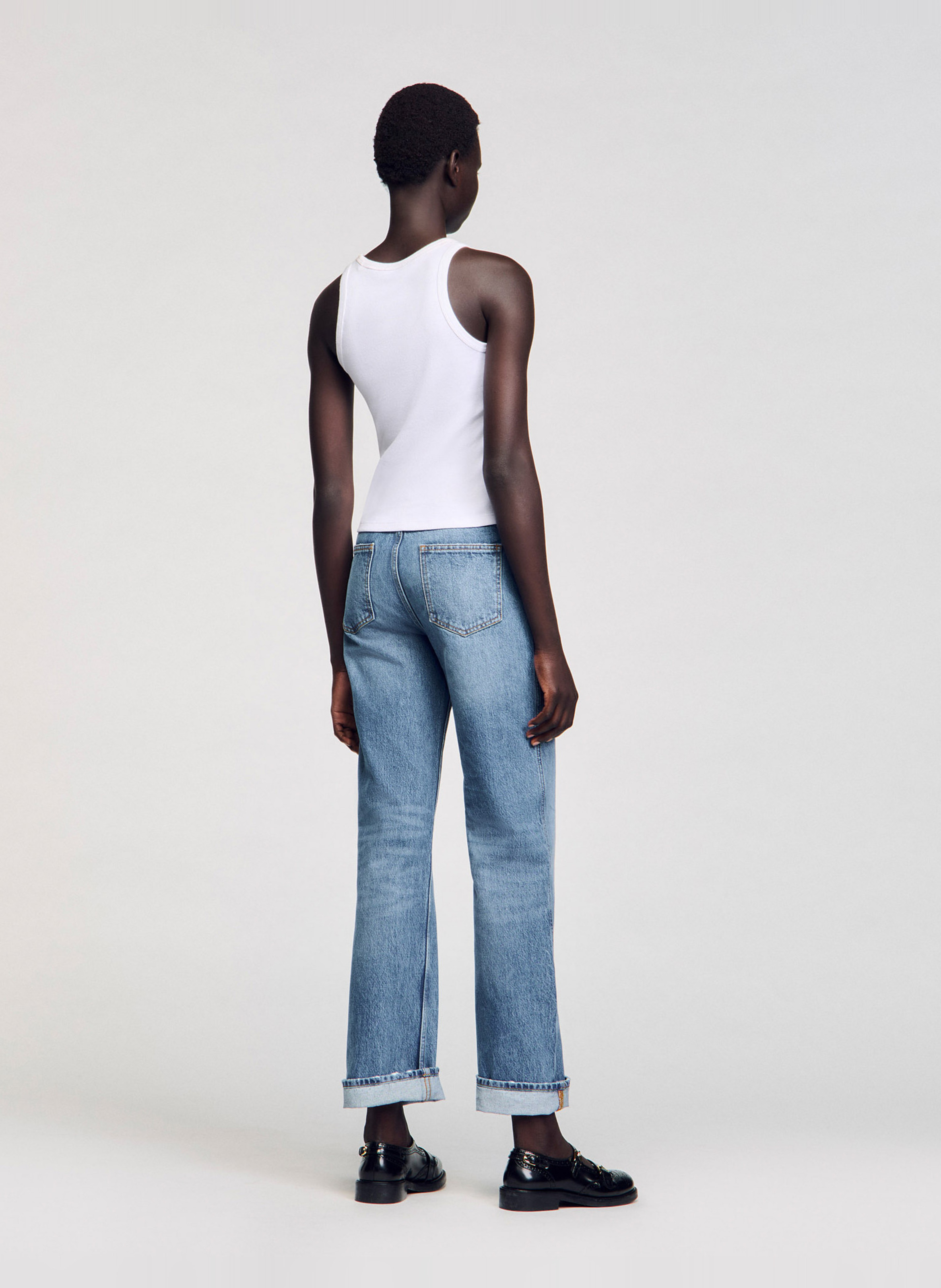 Débardeur col rond en coton SANDRO Blanc