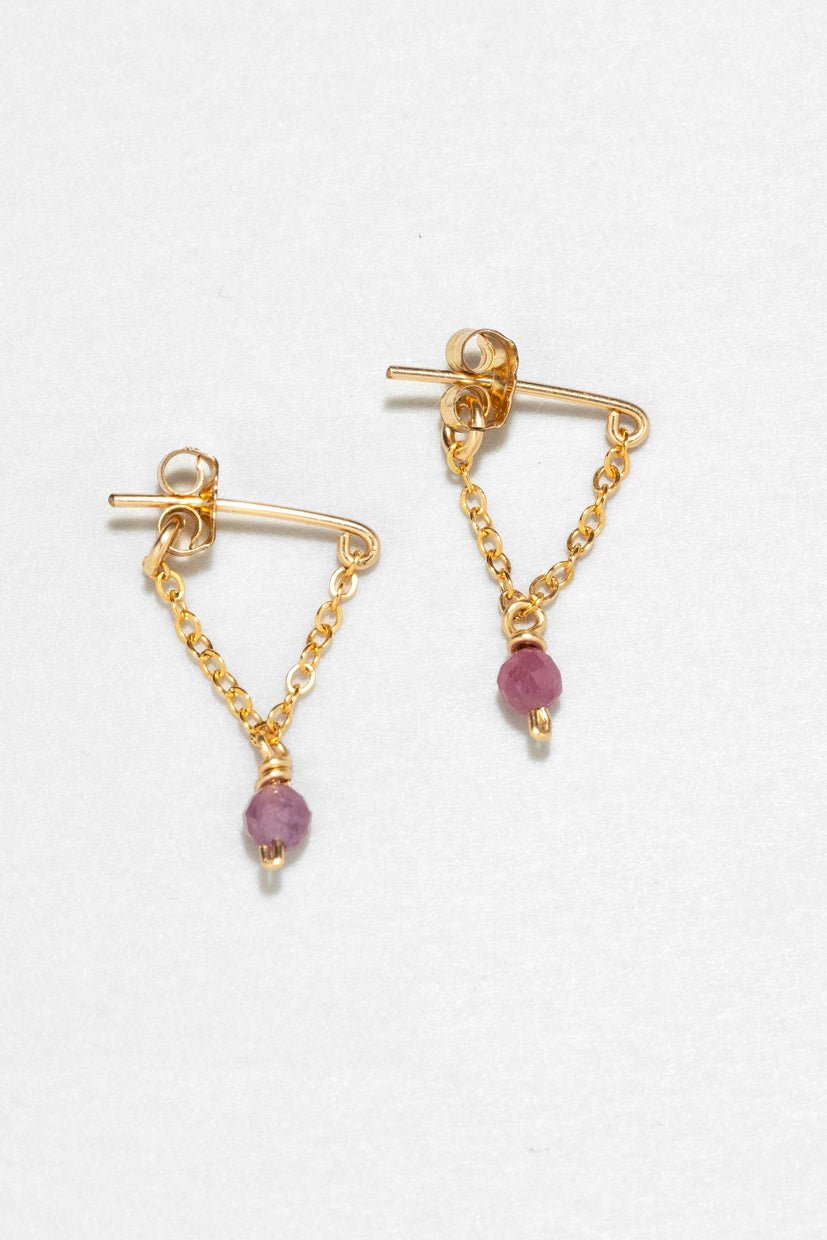 Anna chain earrings - ruby YAY Golden