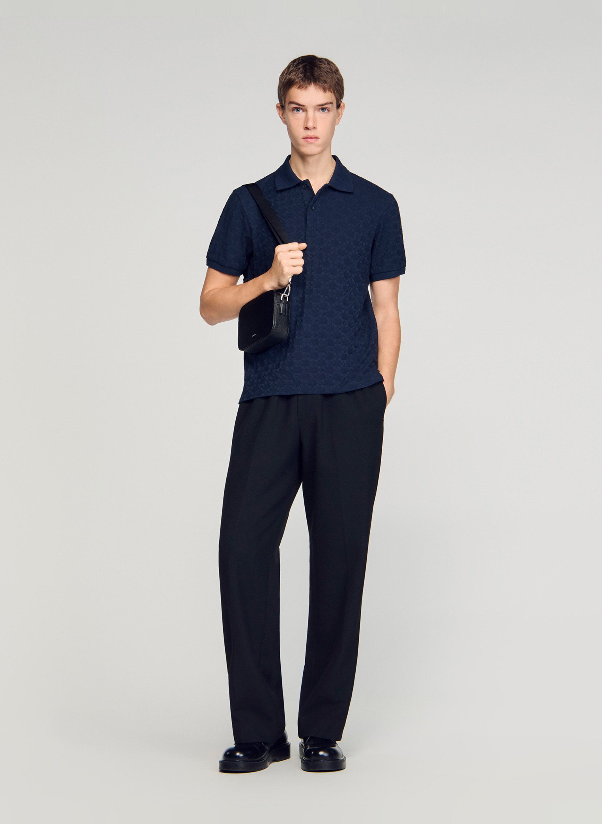 Polo manches courtes droit uni SANDRO Bleu