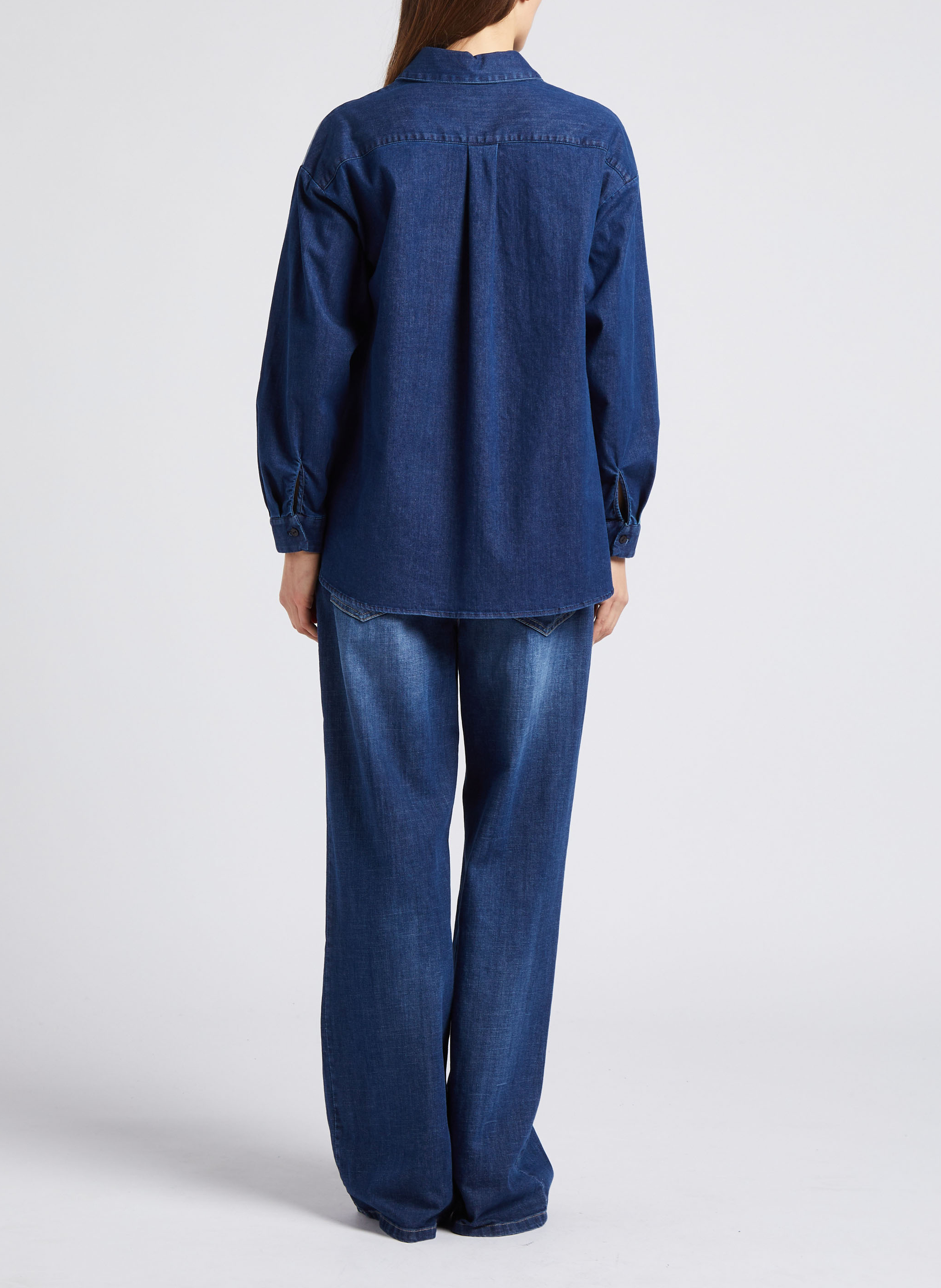 Ruimvallend spijkerhemd met klassieke kraag PLEASE Blauw