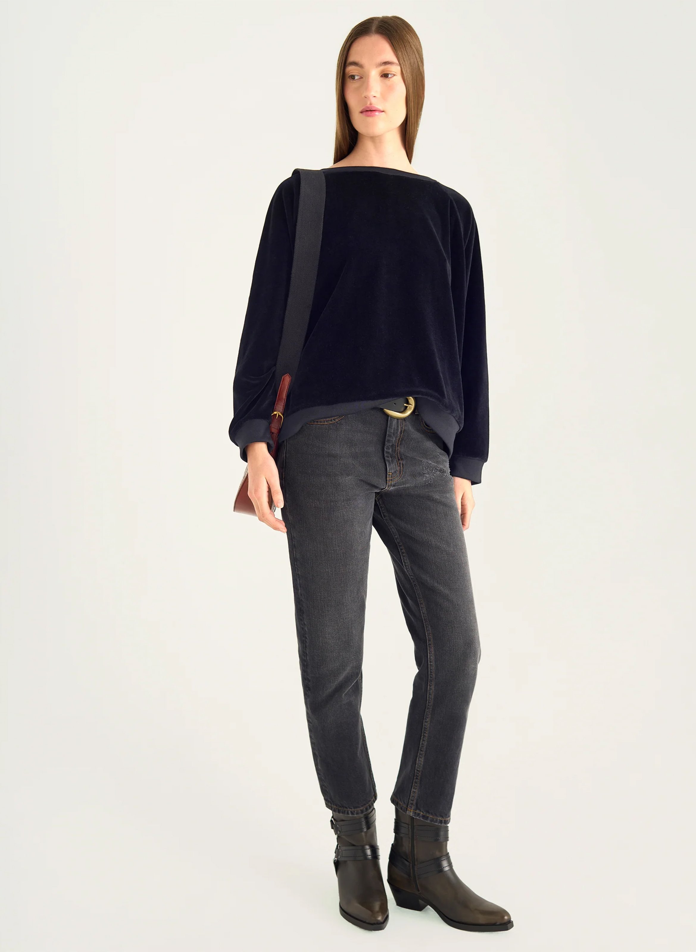 Oversize Rundhalsausschnitt Sweatshirt ACOTE Schwarz