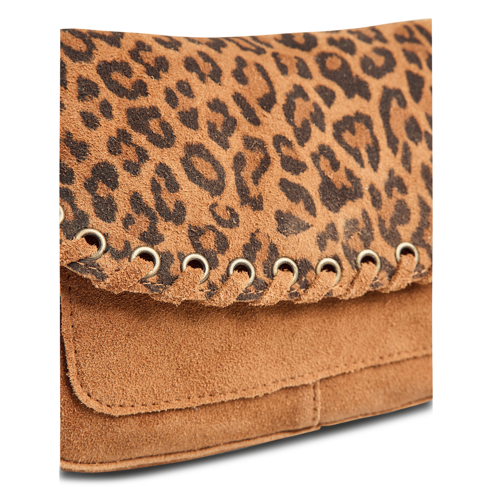 Sac bandoulière en cuir velours imprimé PIECES Marron