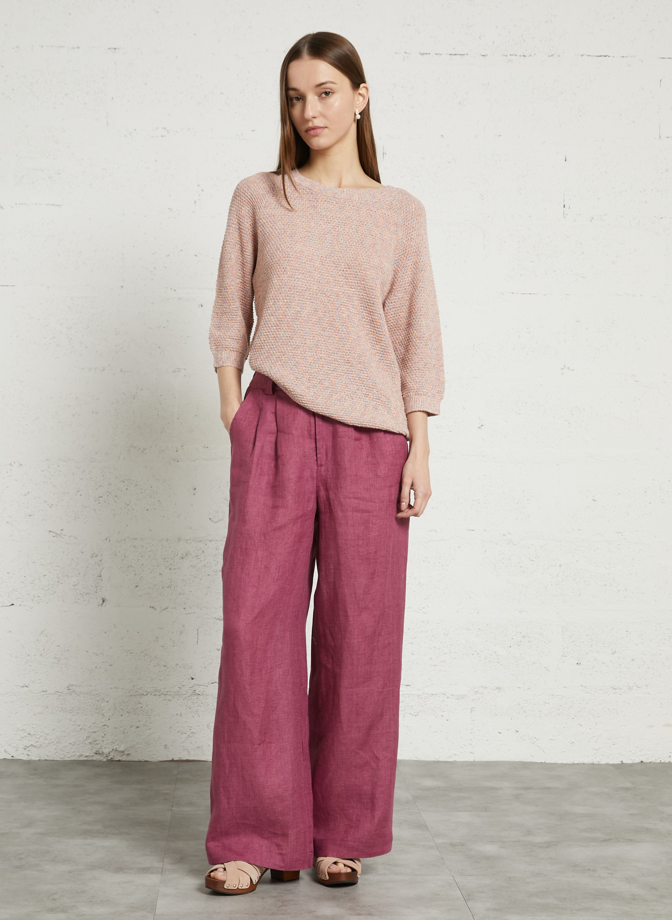 Sabots à talons en cuir MAISON 123 Rose