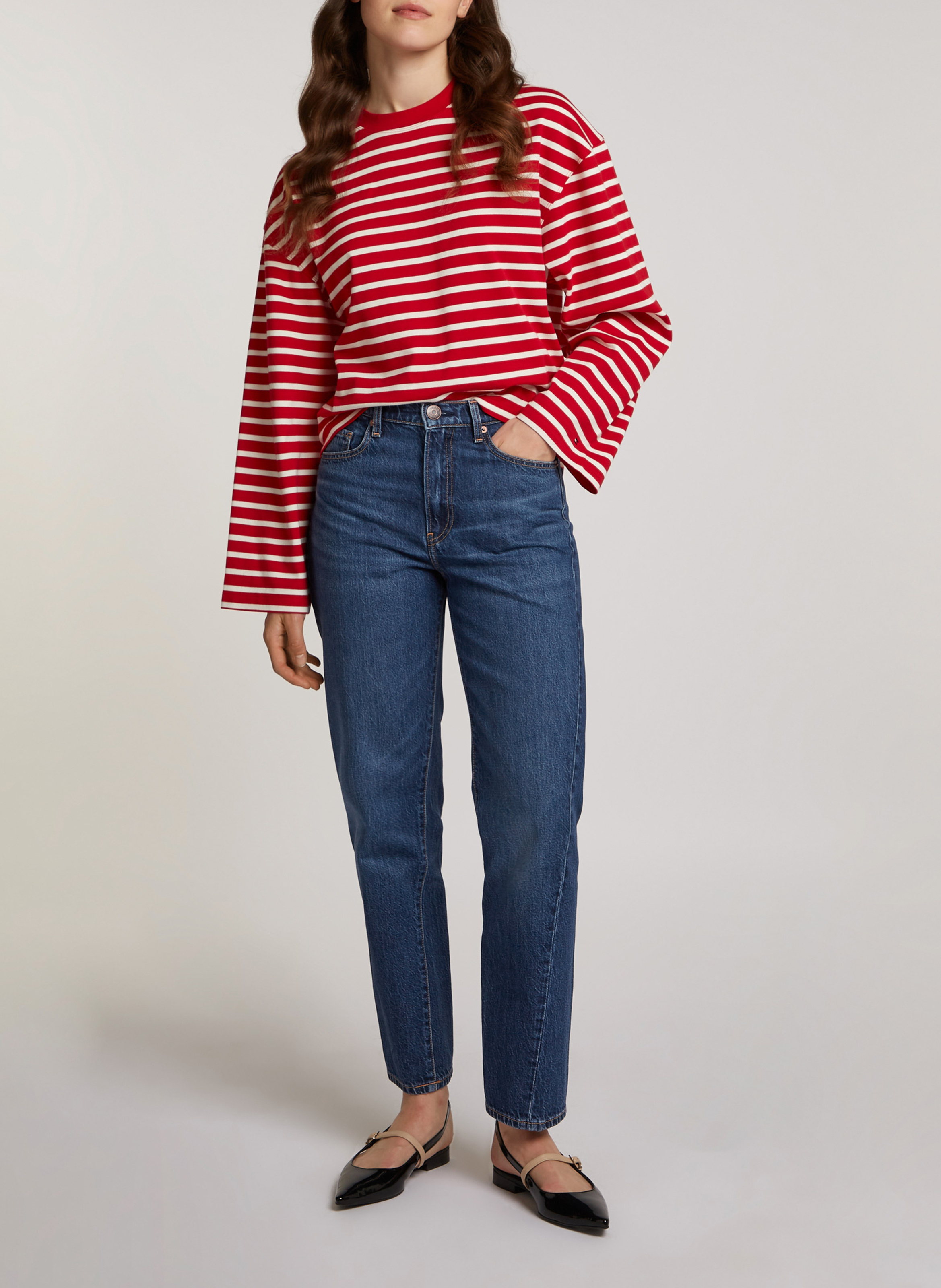 Jean droit en coton mélangé TOMMY HILFIGER Bleu