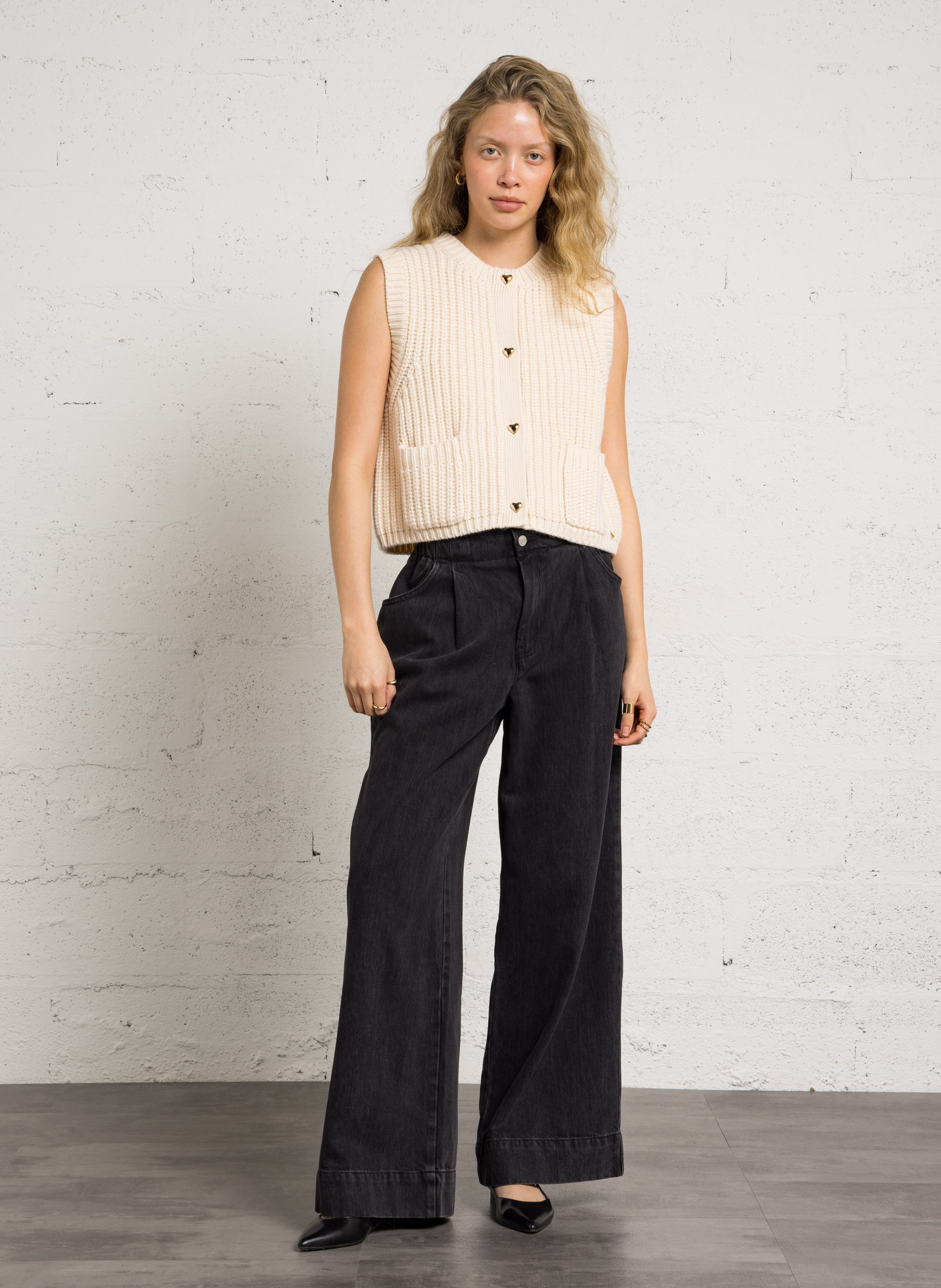 Weite Jeans aus Baumwoll-Mix DES PETITS HAUTS Grau