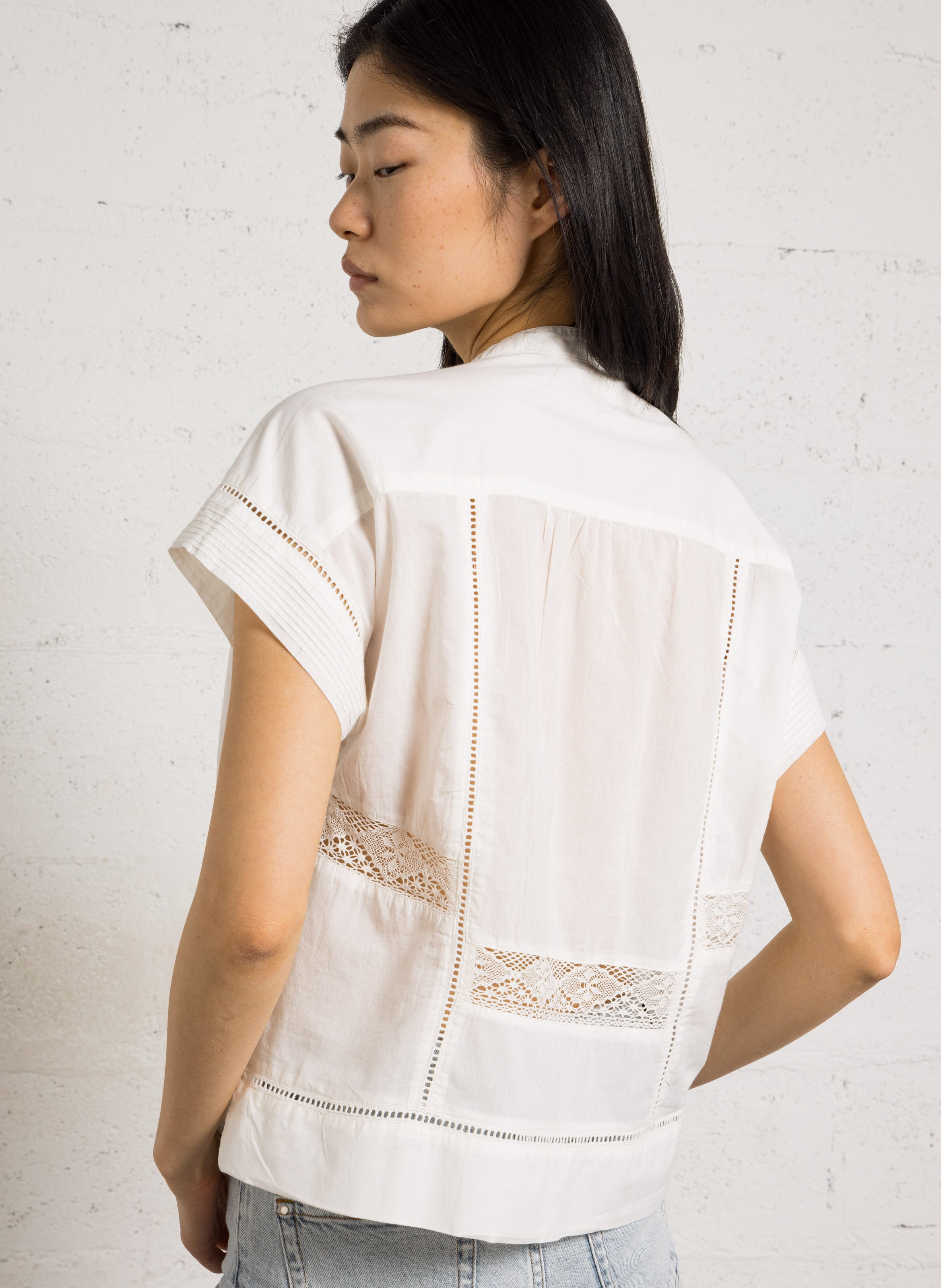 Straight cotton round-neck blouse HARTFORD Multicolored