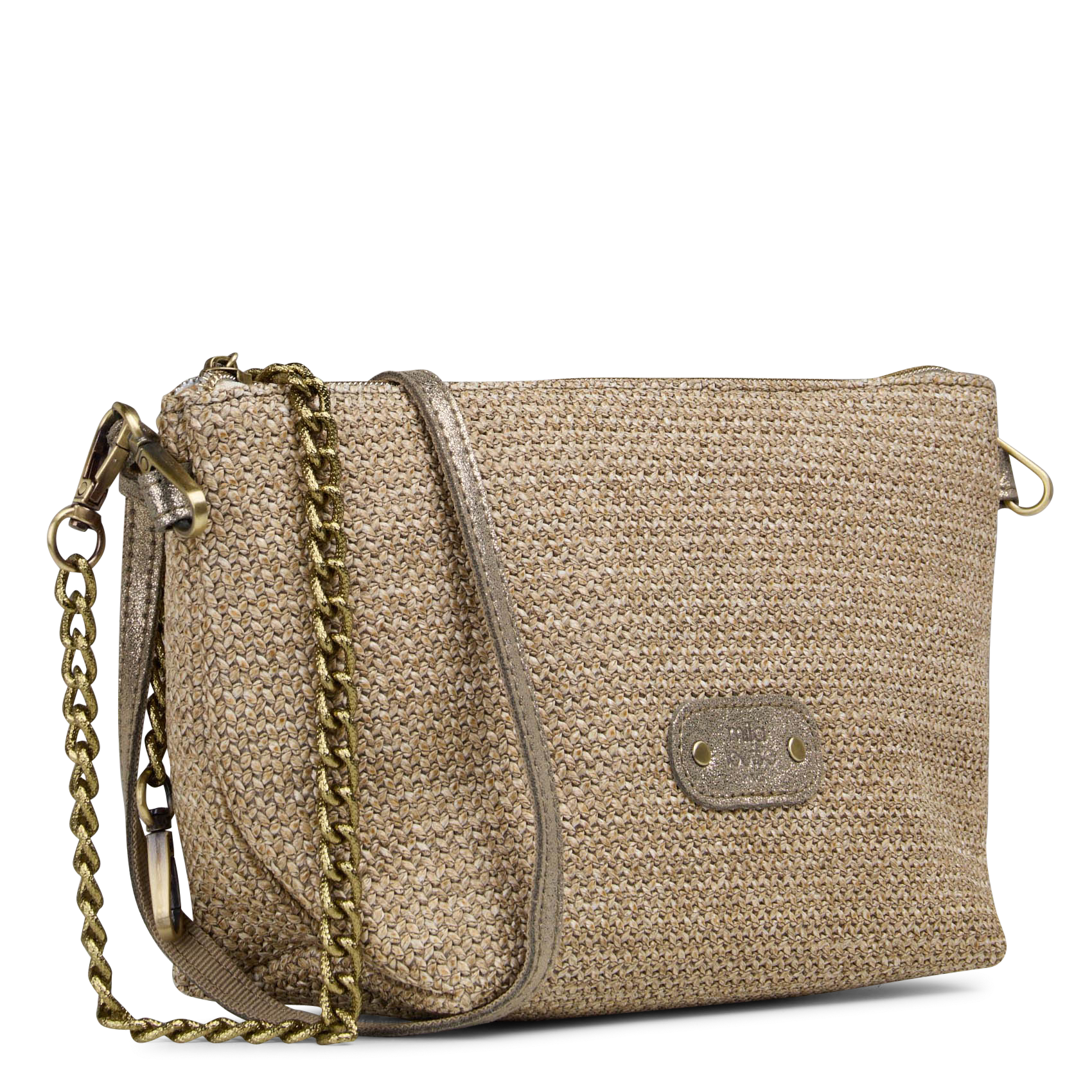 Sac bandoulière tressé à zip MILA LOUISE Vert