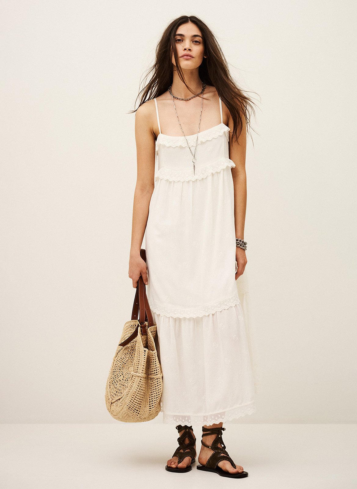 Robe midi en coton mélangé BA&SH Beige