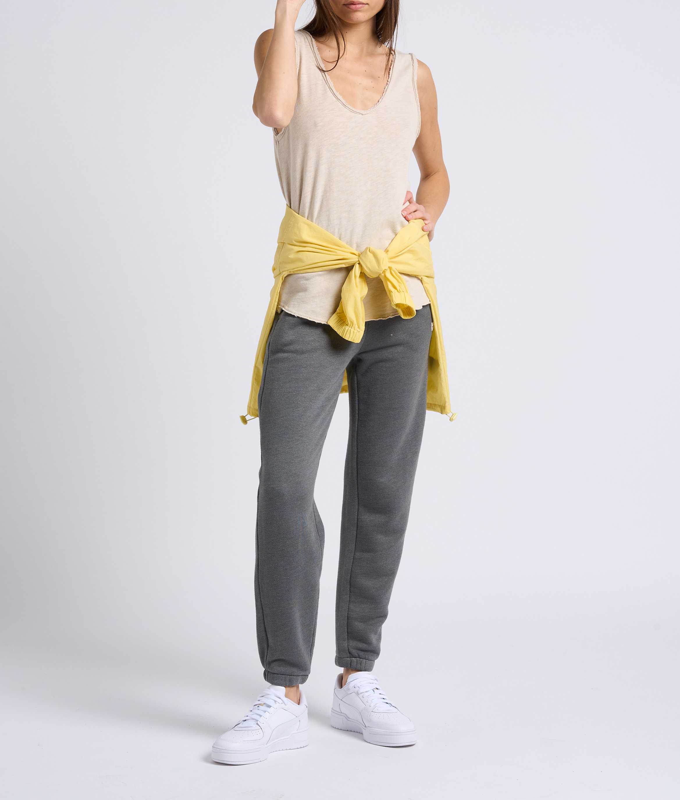 Débardeur col rond droit en coton AMERICAN VINTAGE Beige