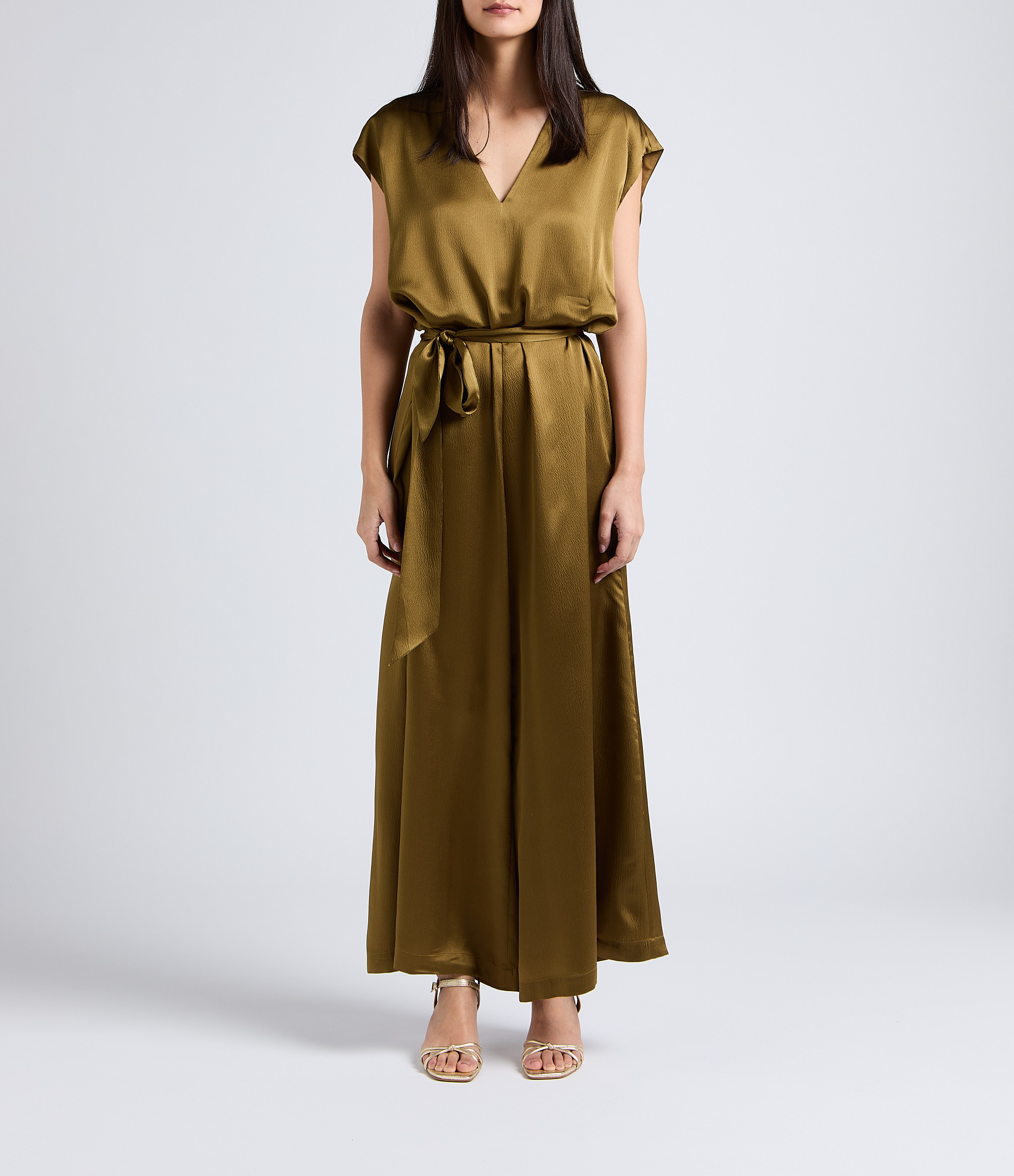 Combinaison pantalon large en soie KARMA KOMA Marron