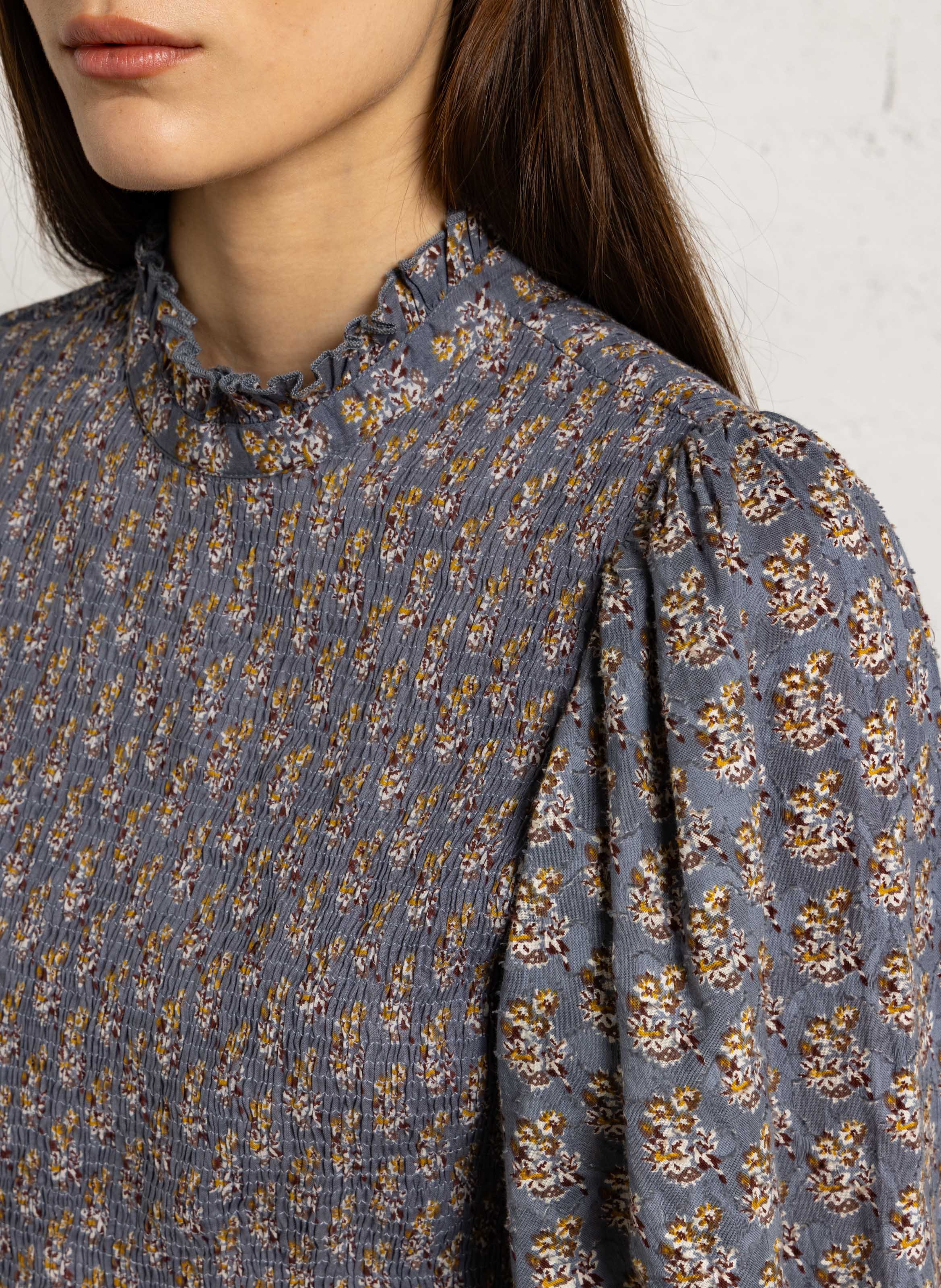 Fitted cotton top ANTIK BATIK Blue