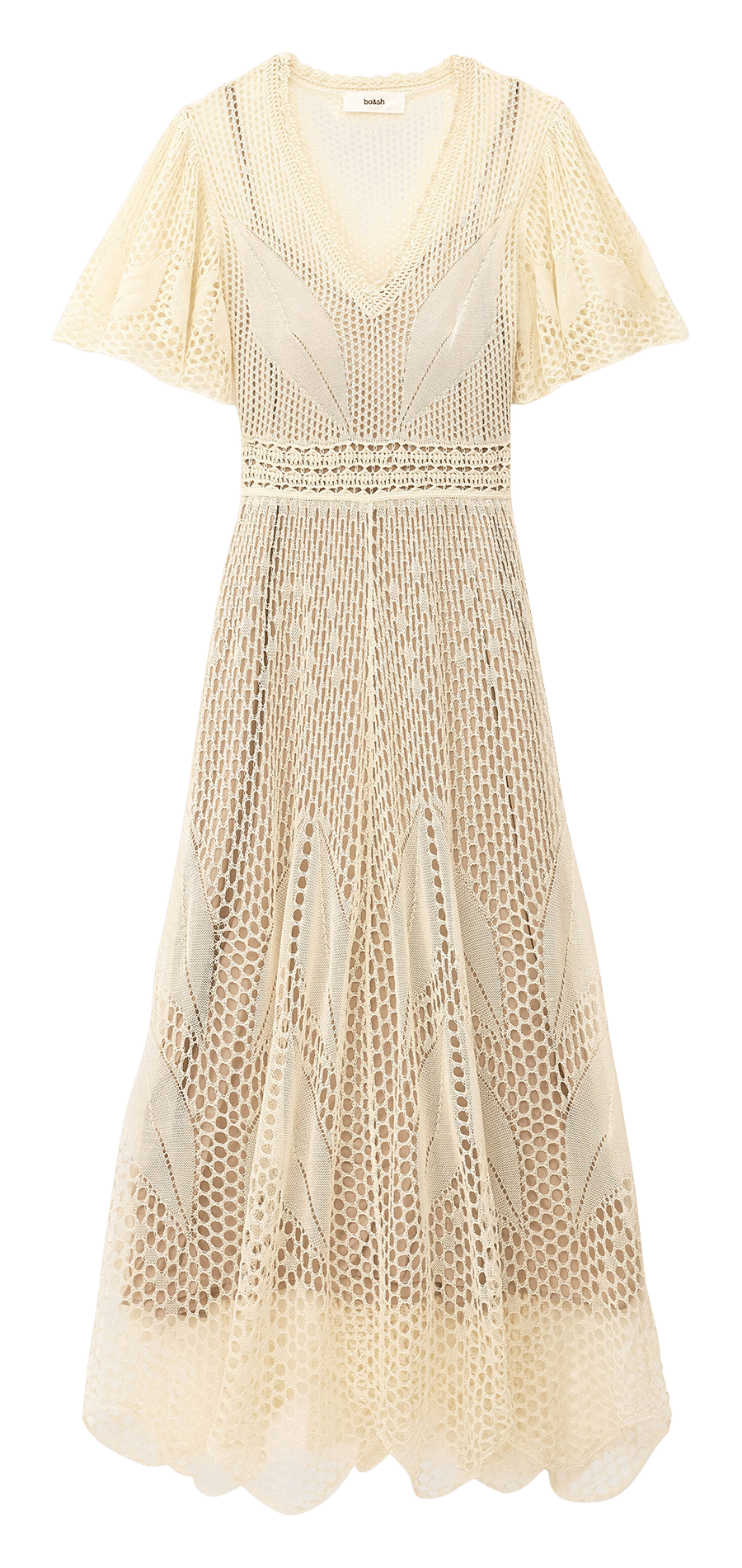 Robe longue col V en coton bio BA&SH Beige