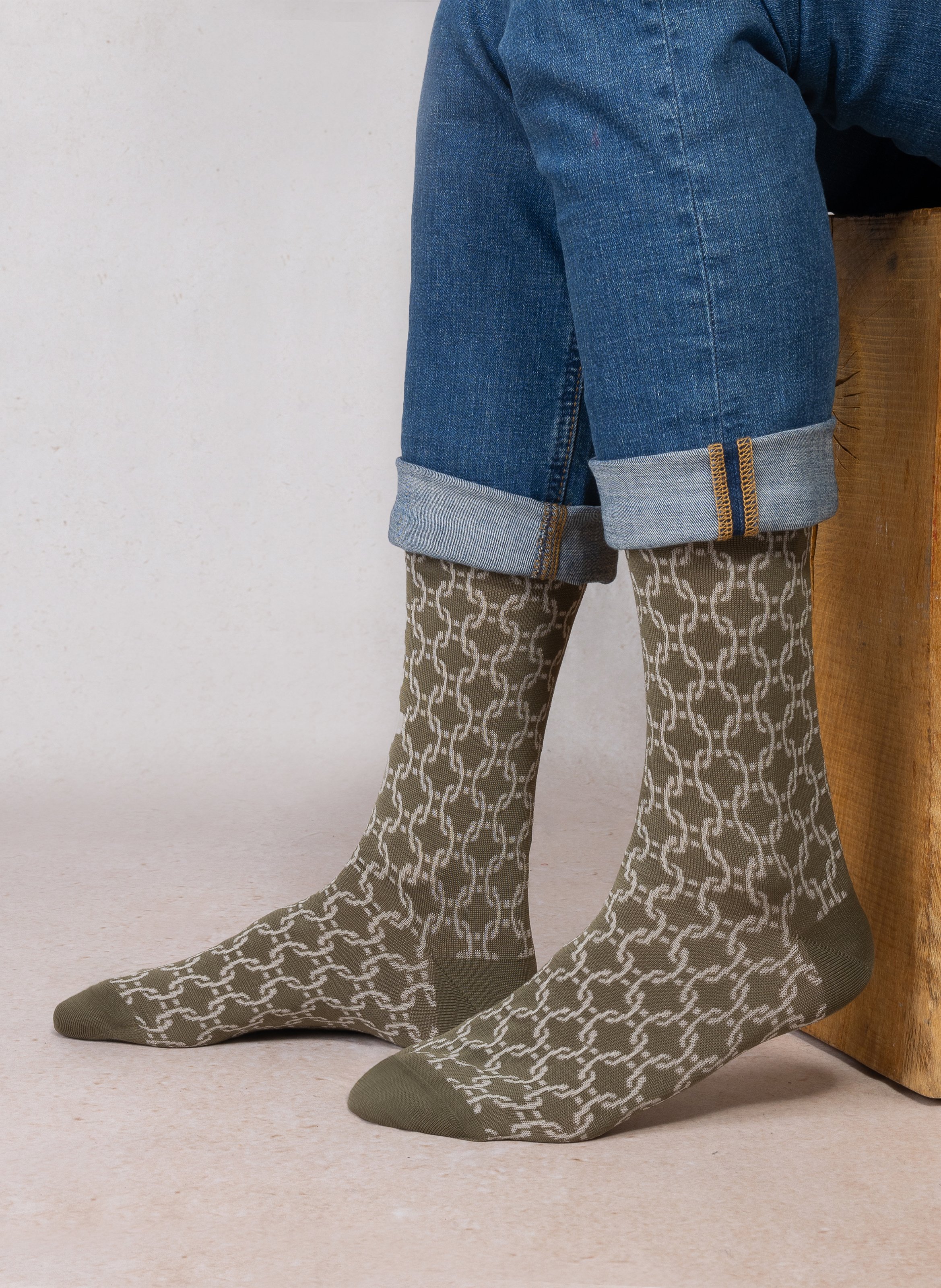 Chaussettes jacquard en coton mélangé BLEUFORET Vert
