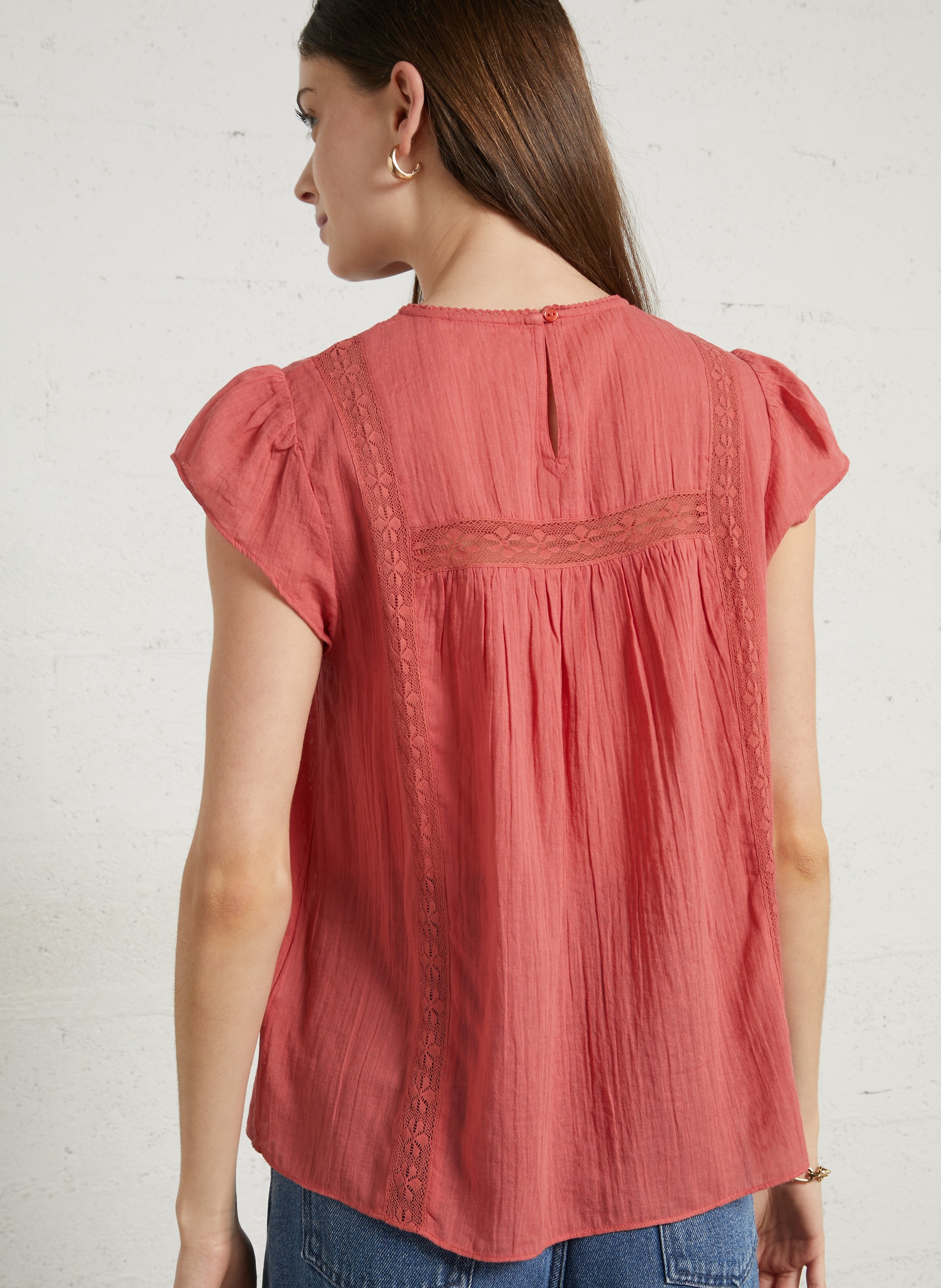Top droit col rond en coton SUD EXPRESS Rouge