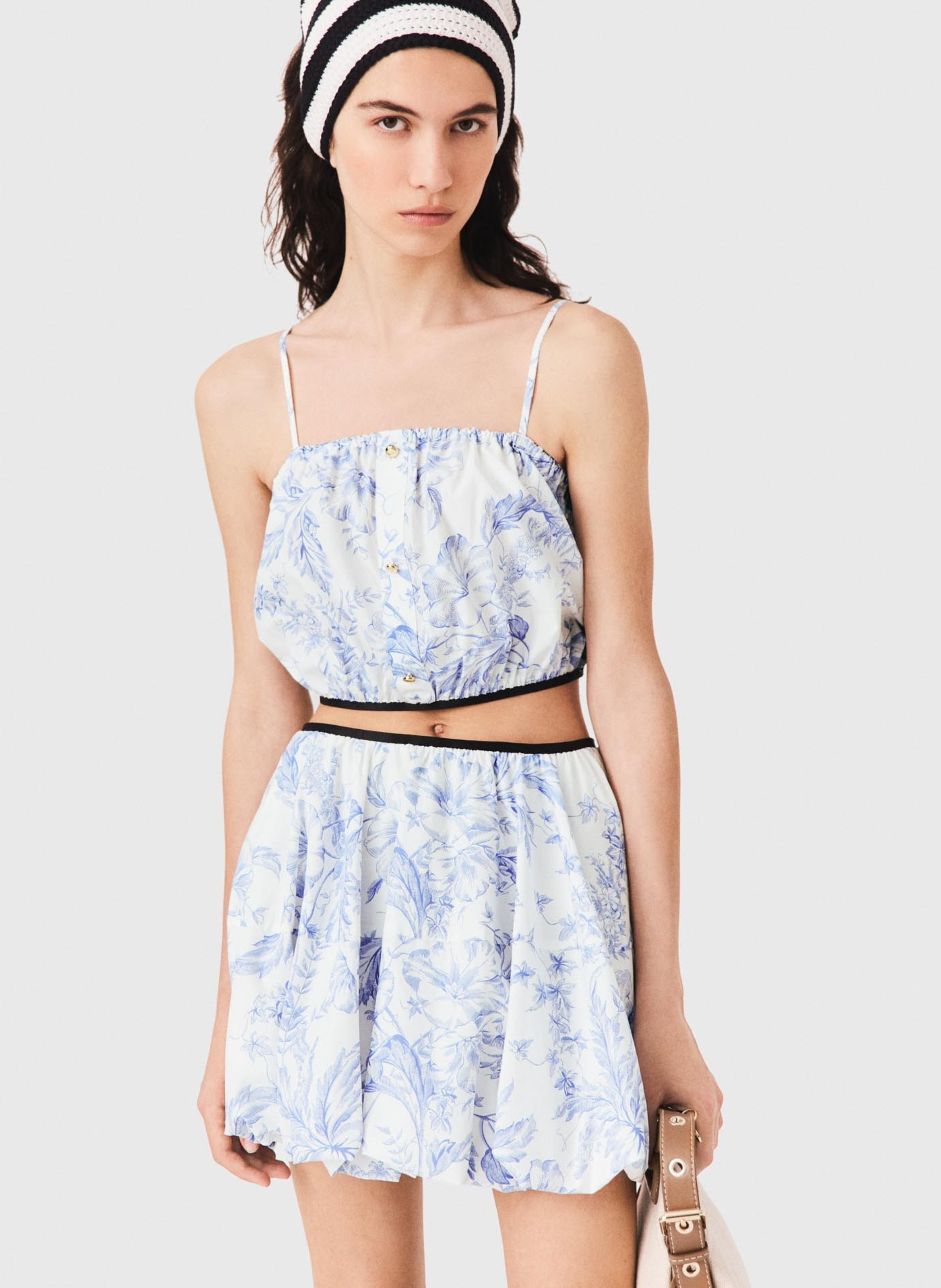 Korte ballonrok met print MAJE Blauw