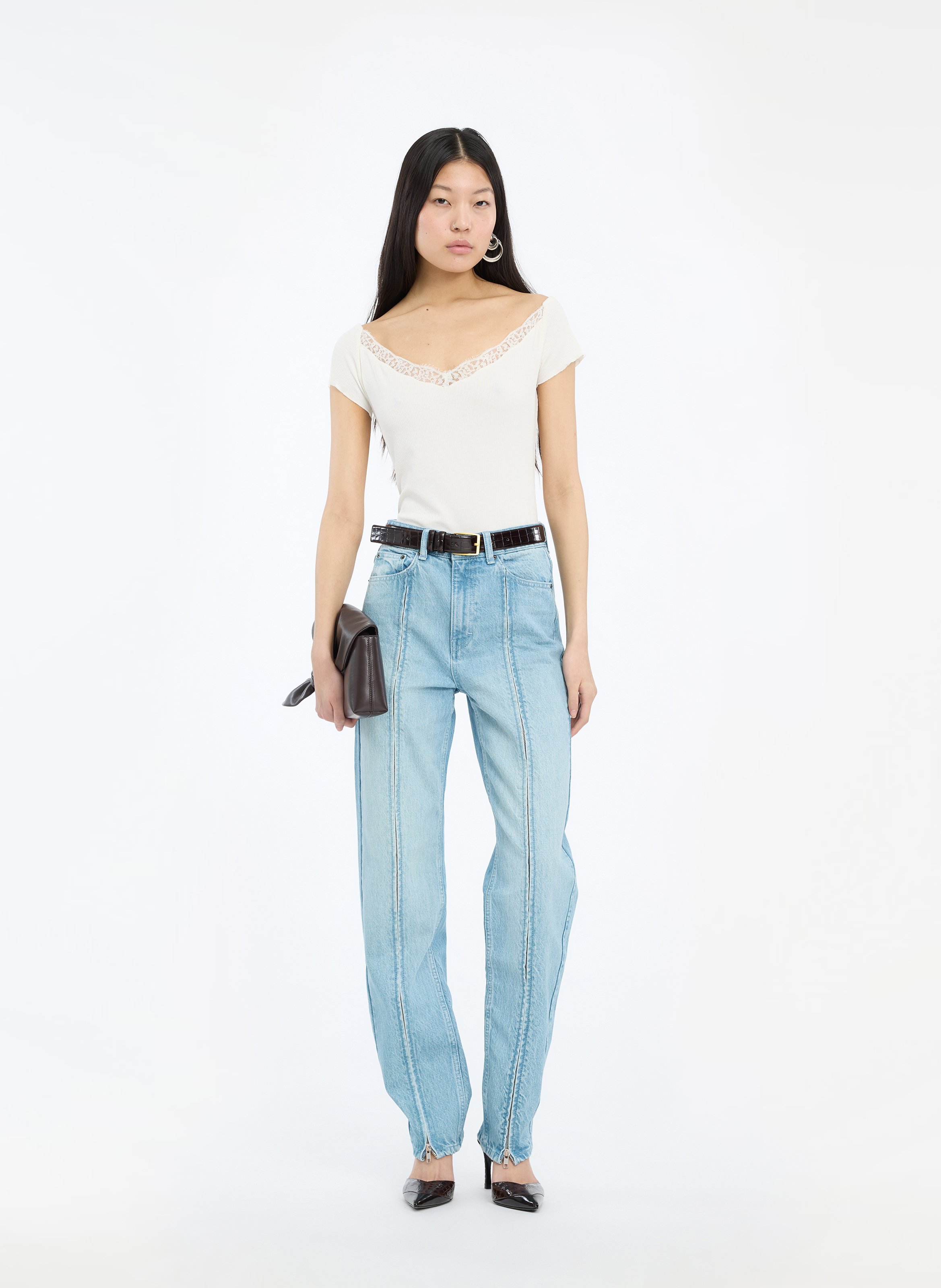 Rechte jeans van biologische katoen met hoge taille ROTATE Blauw