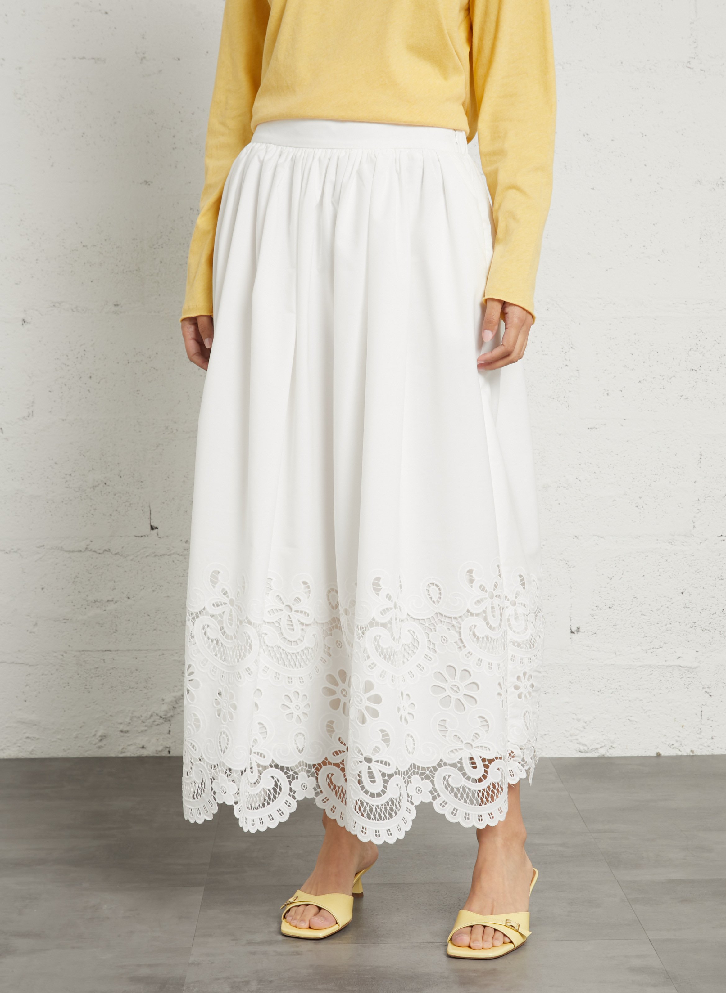 Halflange rok - katoenblend SEE U SOON Wit
