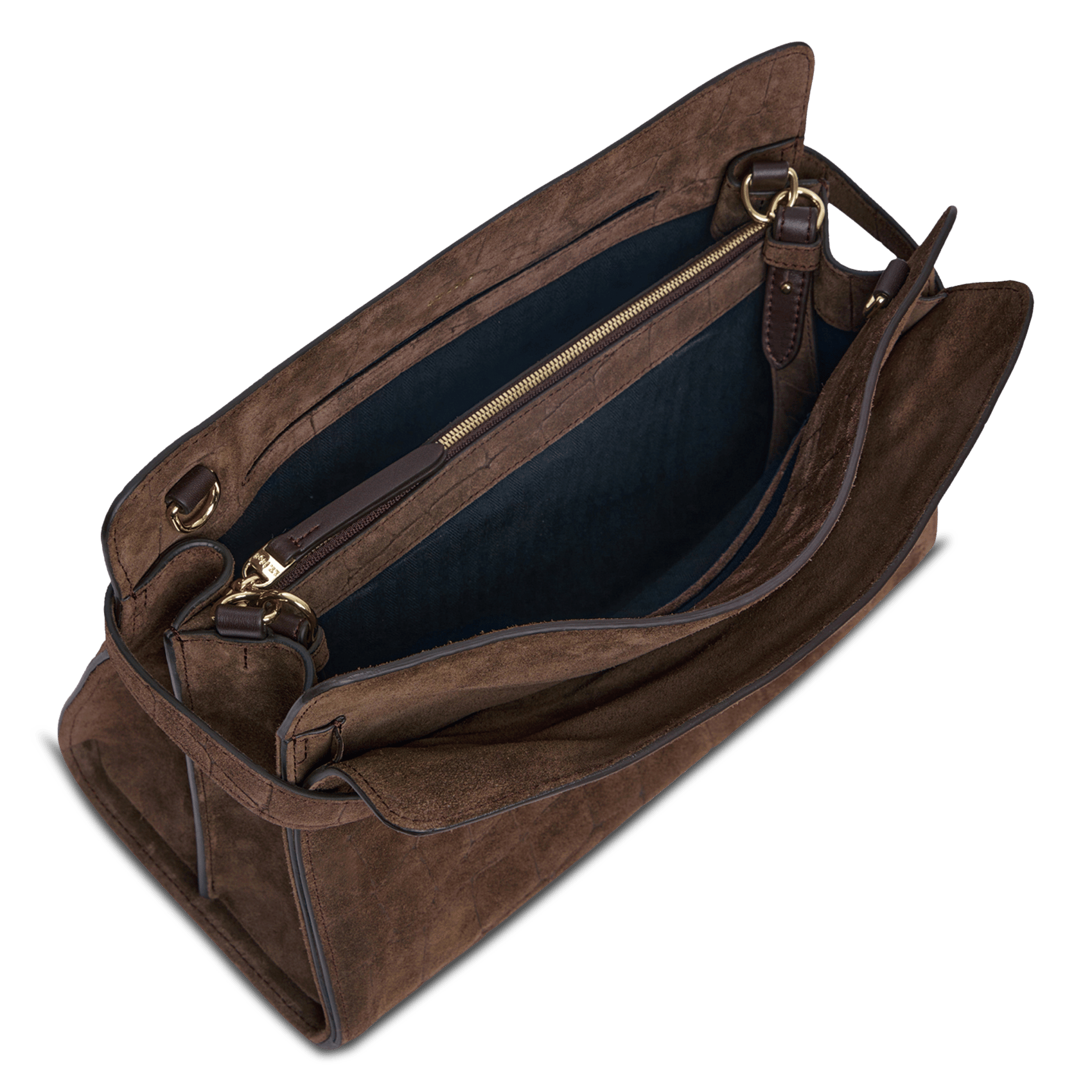 Schultertasche aus Leder in Krokodiloptik LE TANNEUR Braun