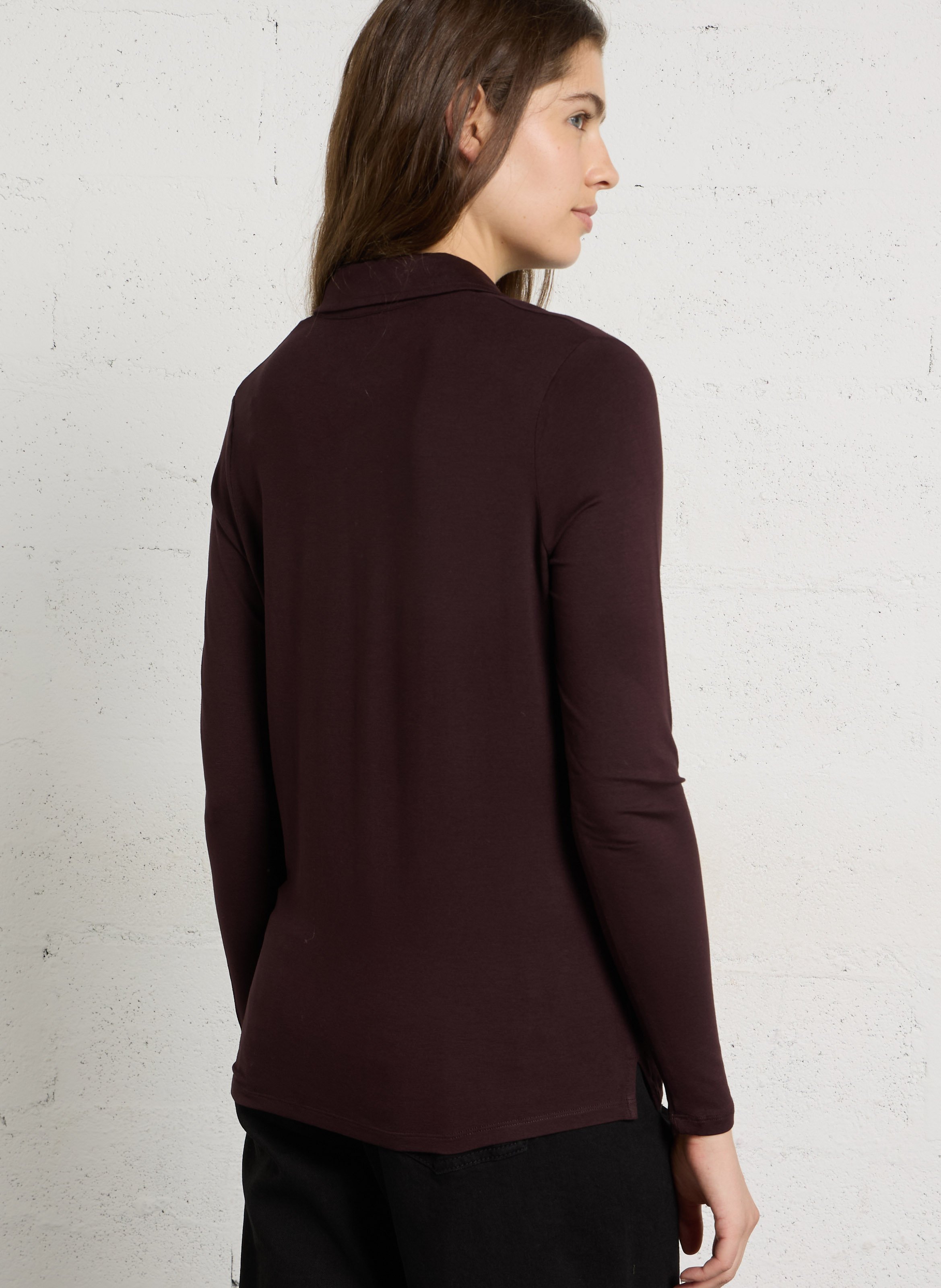 Rechte top met polokraag MAJESTIC FILATURES Paars