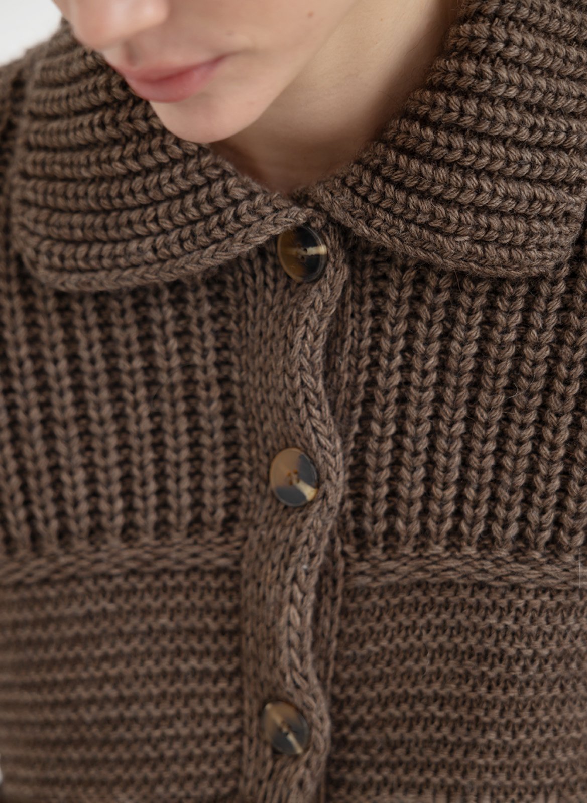 Straight chunky knit cardigan PROJECT-AJ117 Brown