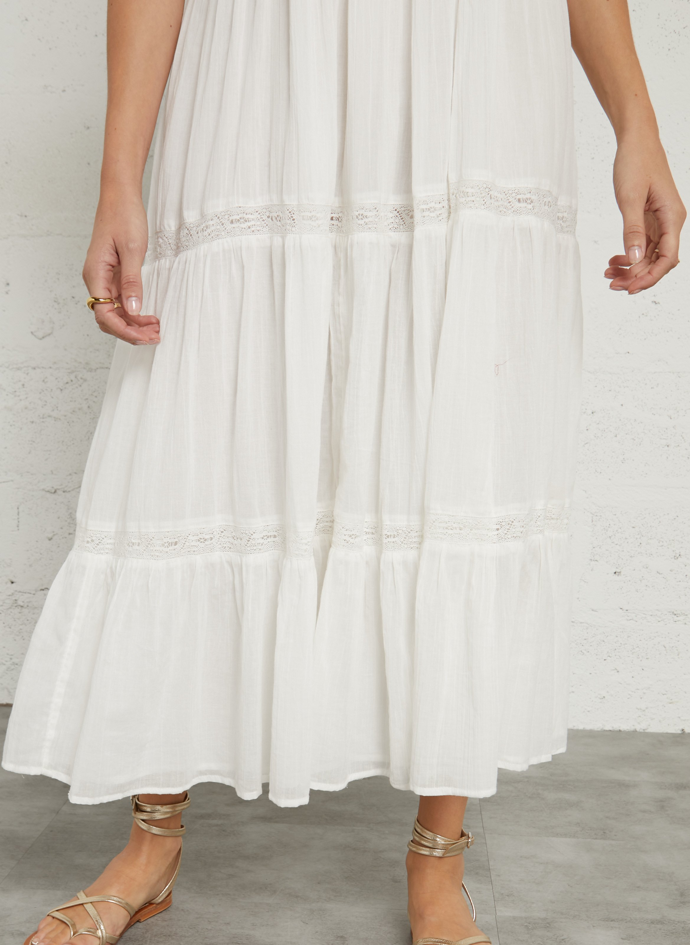 Long round-neck cotton dress SUD EXPRESS White