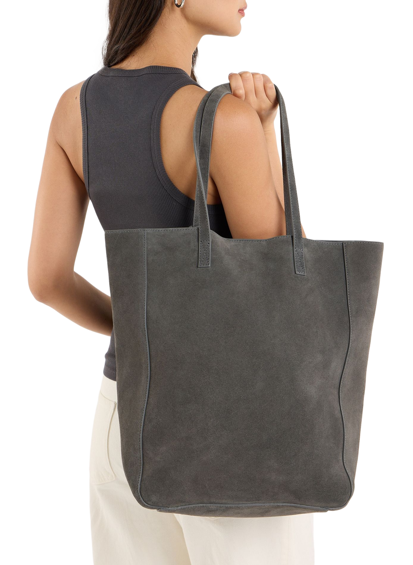 Leather tote bag Gab SAISON 1865 Grey
