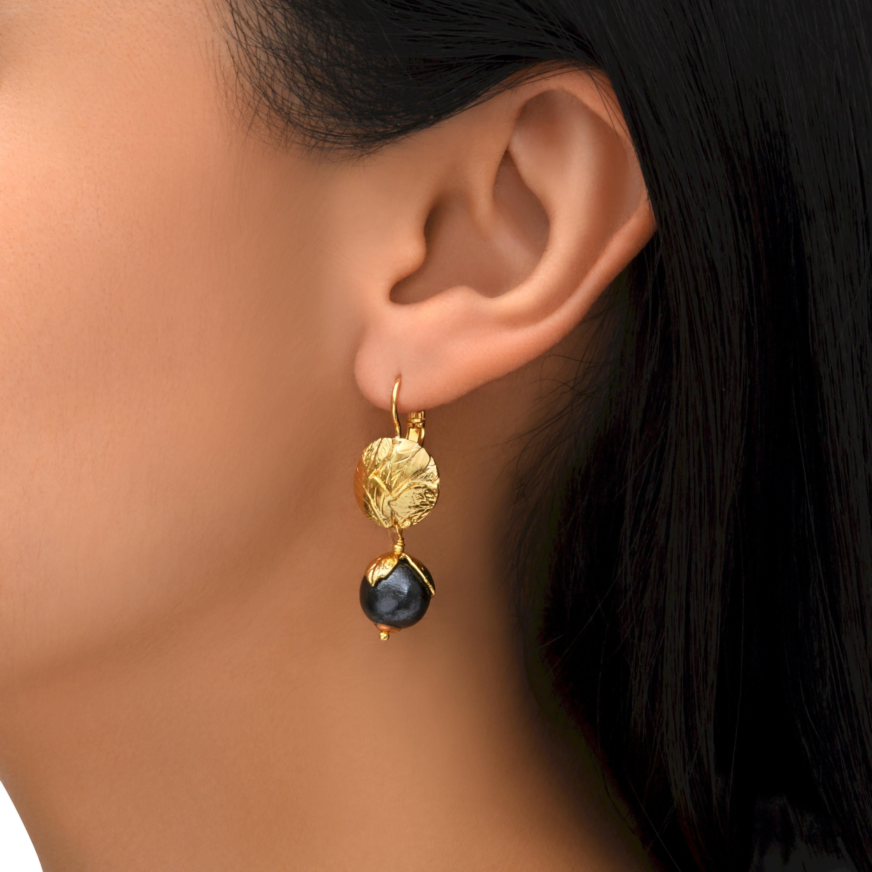 Sleeper earrings   gold-plated SATELLITE PARIS Black