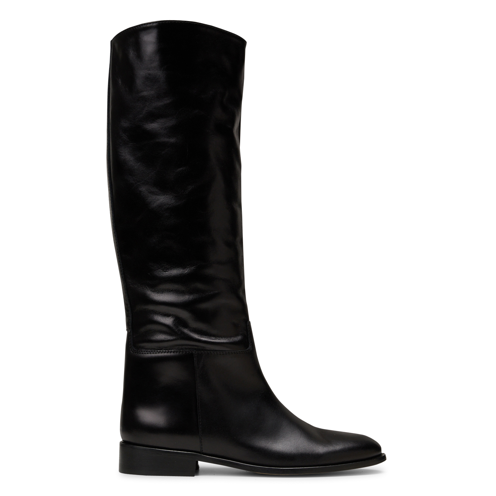 Stiefel mit rundem Zehenbereich und Reißverschluss aus Leder ODARE Schwarz