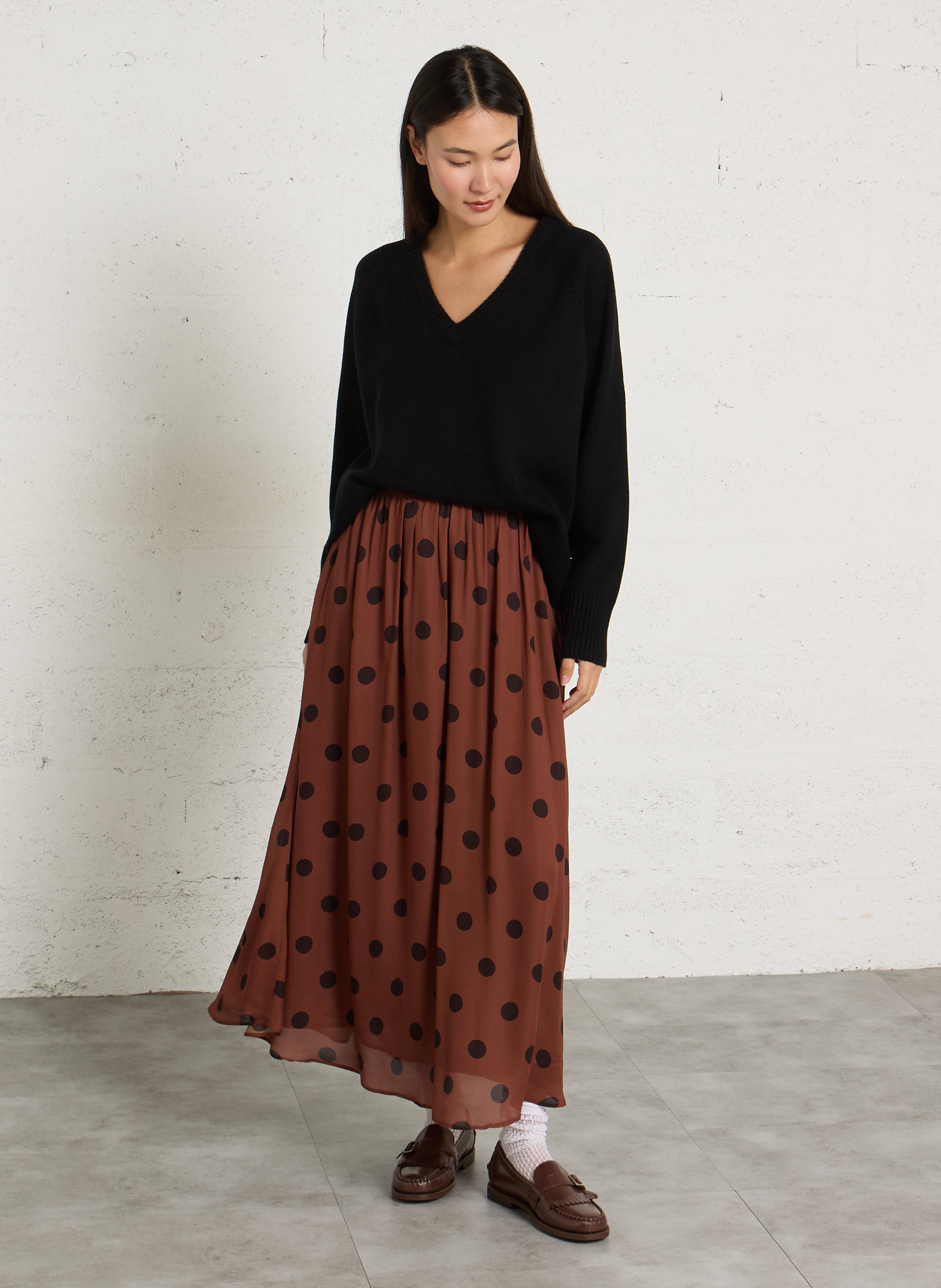 Long skirt with prints DES PETITS HAUTS Brown