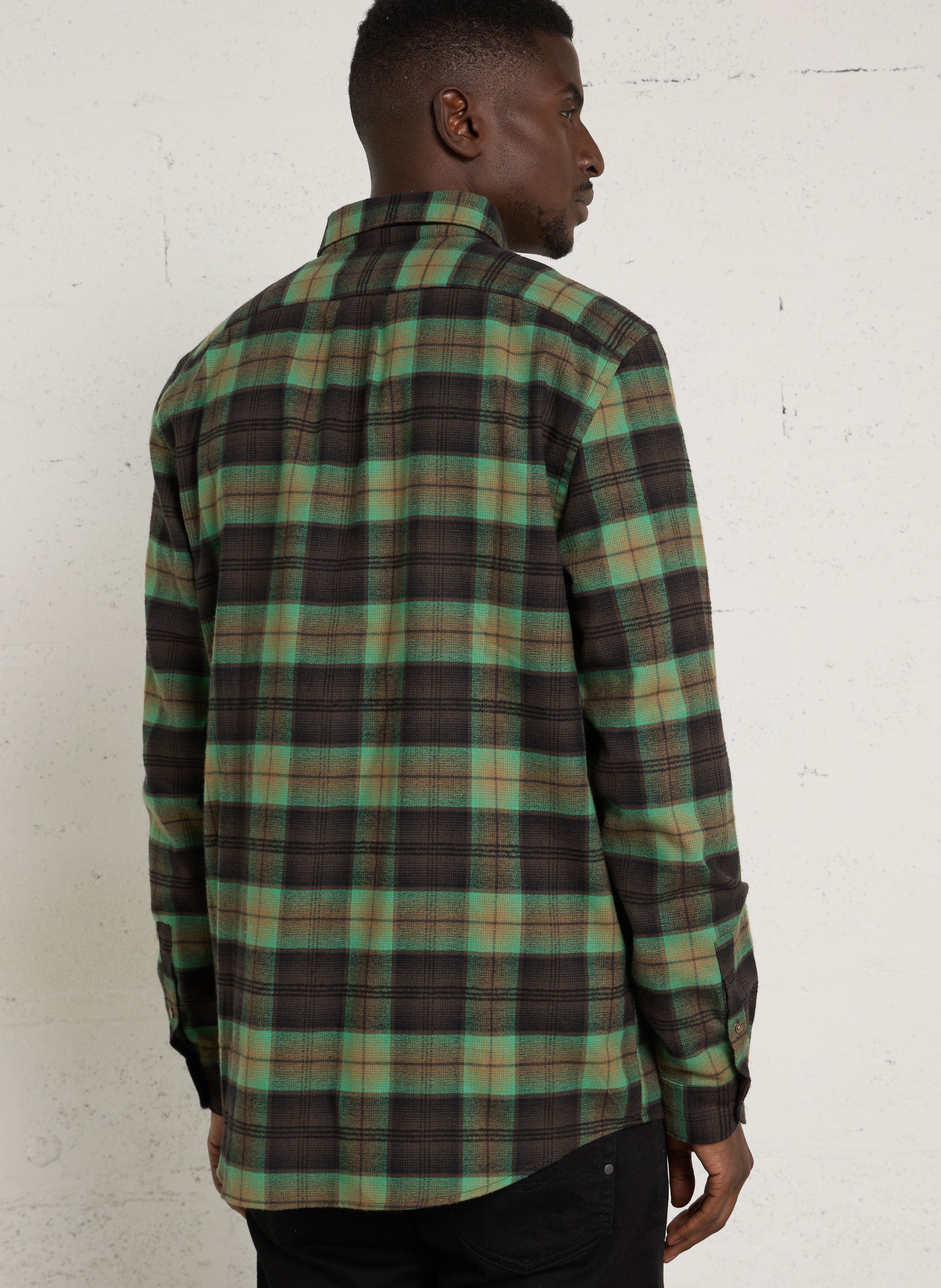 Chemise droite col américain à carreaux PAUL SMITH Vert