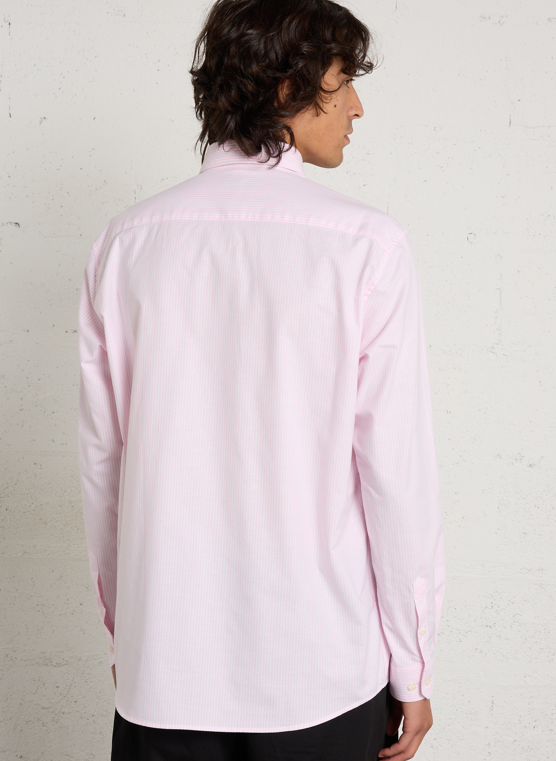 Striped straight-cut cotton shirt AU PRINTEMPS PARIS Pink